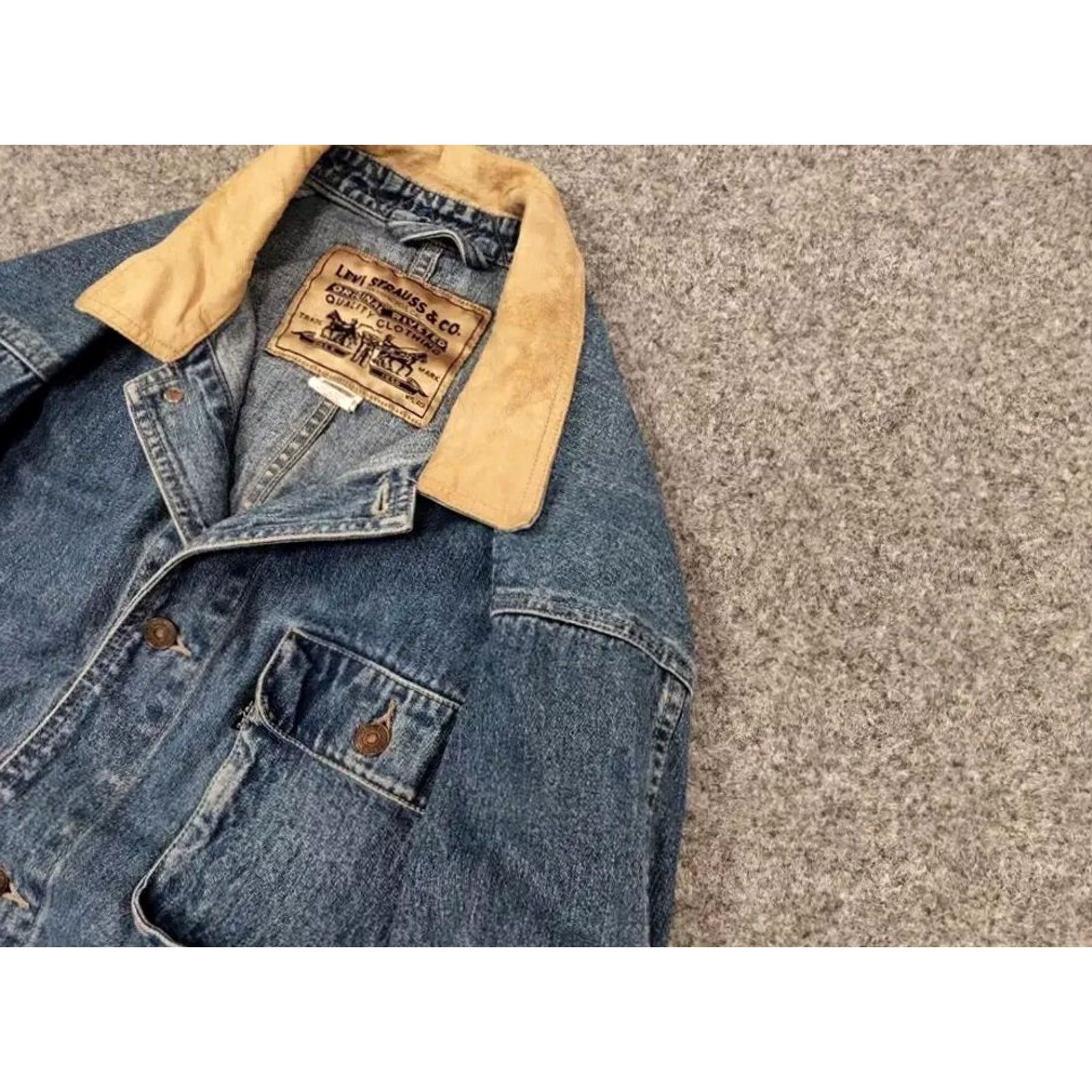 Levi's VINTAGE Levi's Coverall Denim Jacket XL Blue 90s Vintage Style Workwear Mens Jacket Size US 36 / EU 52 - 7 Thumbnail