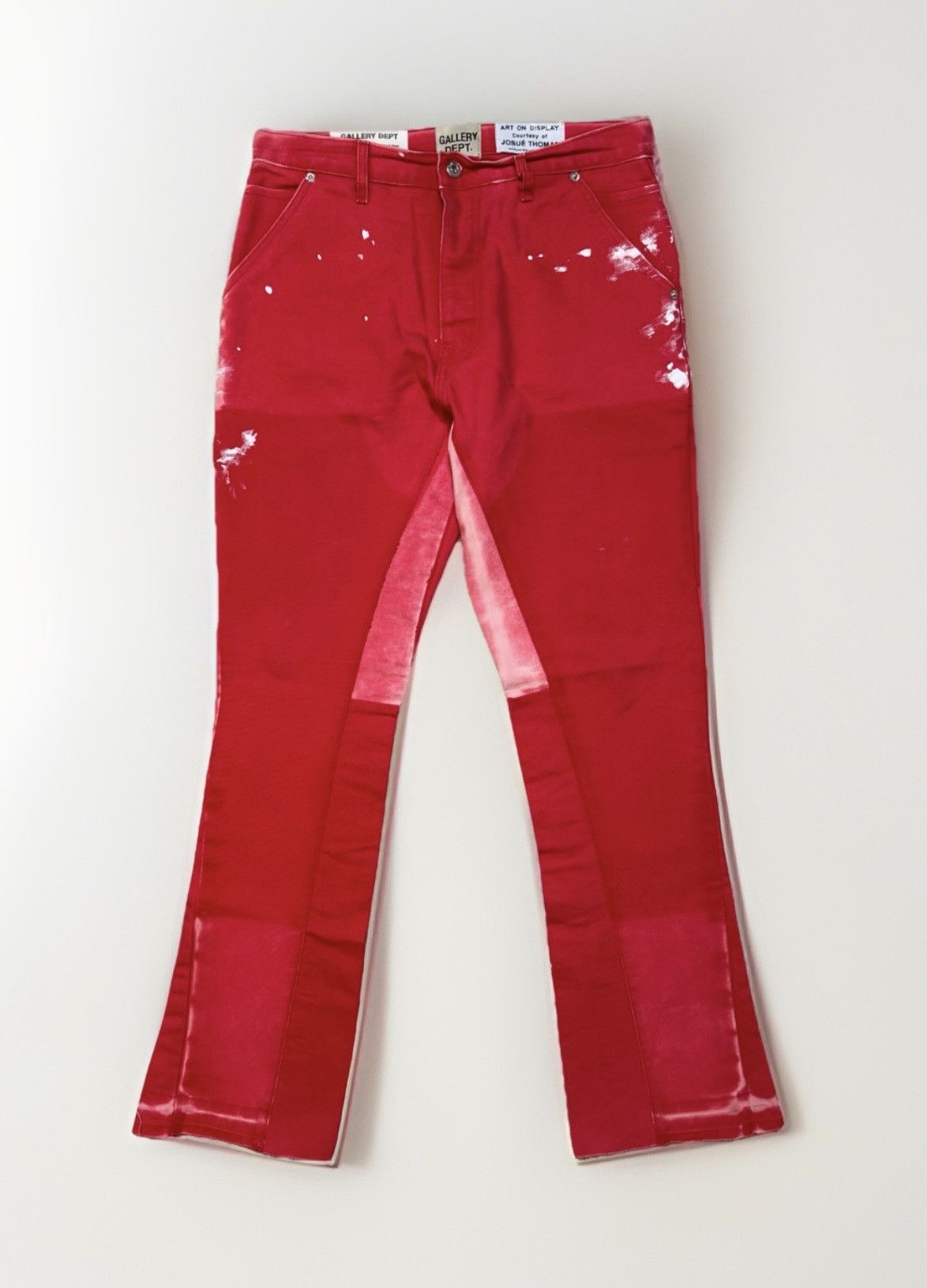 Gallery Dept. Gallery Dept LA Flare Paint Splatter Carpenter Jeans Red Size US 33 - 1 Thumbnail