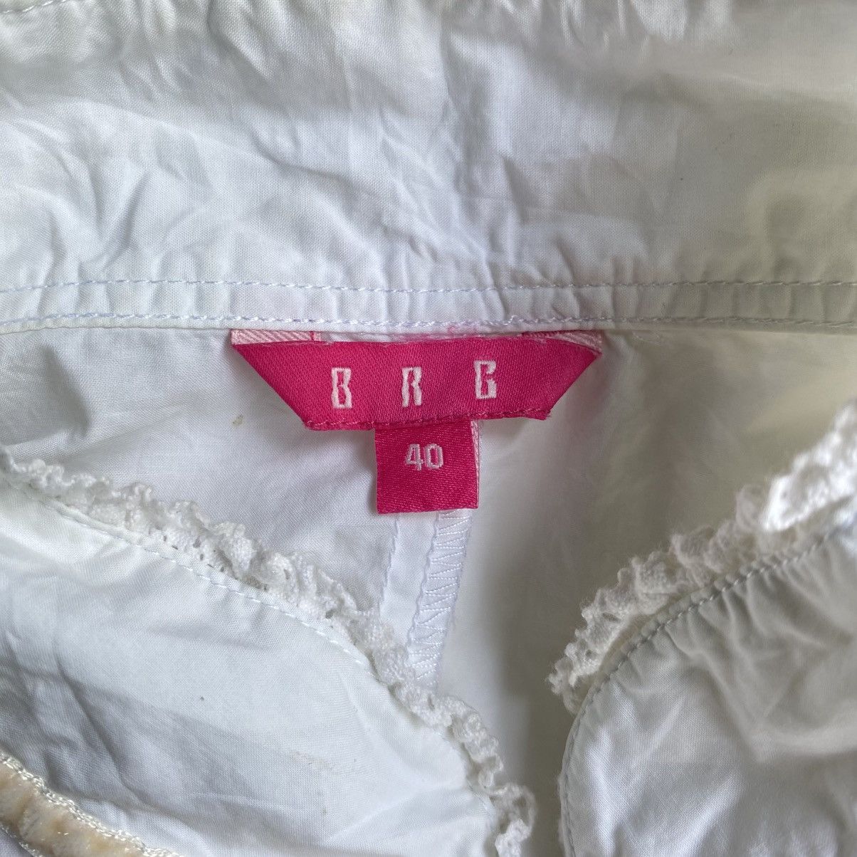 Japanese Brand B R G Y2K Punk Long Sleeve Ruffled Blouse with Pink Trim Size S / US 4 / IT 40 - 10 Thumbnail