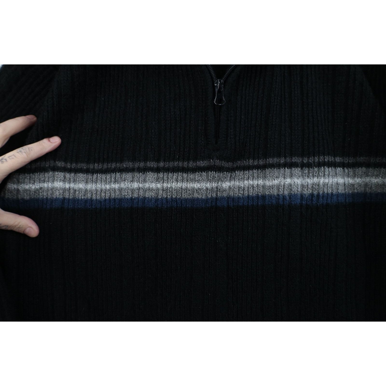 Vintage Vintage 90s Y2K Streetwear Striped Knit Half Zip Sweater Size US M / EU 48-50 / 2 - 6 Thumbnail