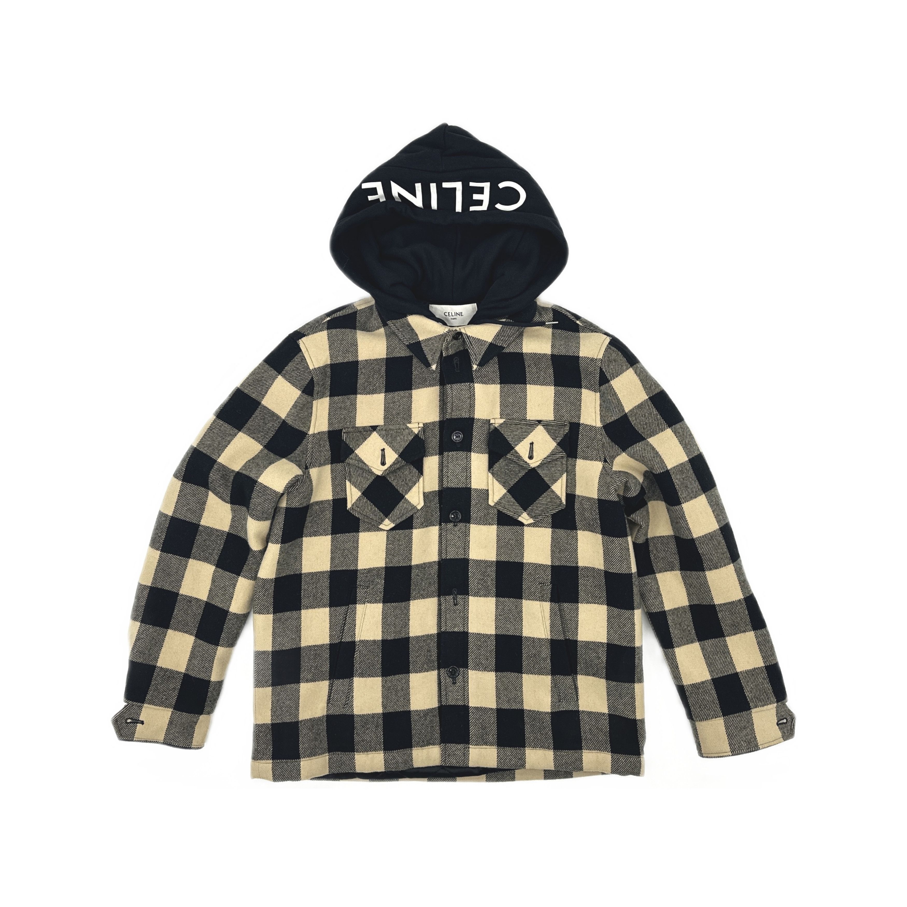 Celine CELINE Checkered Logo Hooded Jacket Size 48 Size US M / EU 48-50 / 2 - 1 Thumbnail