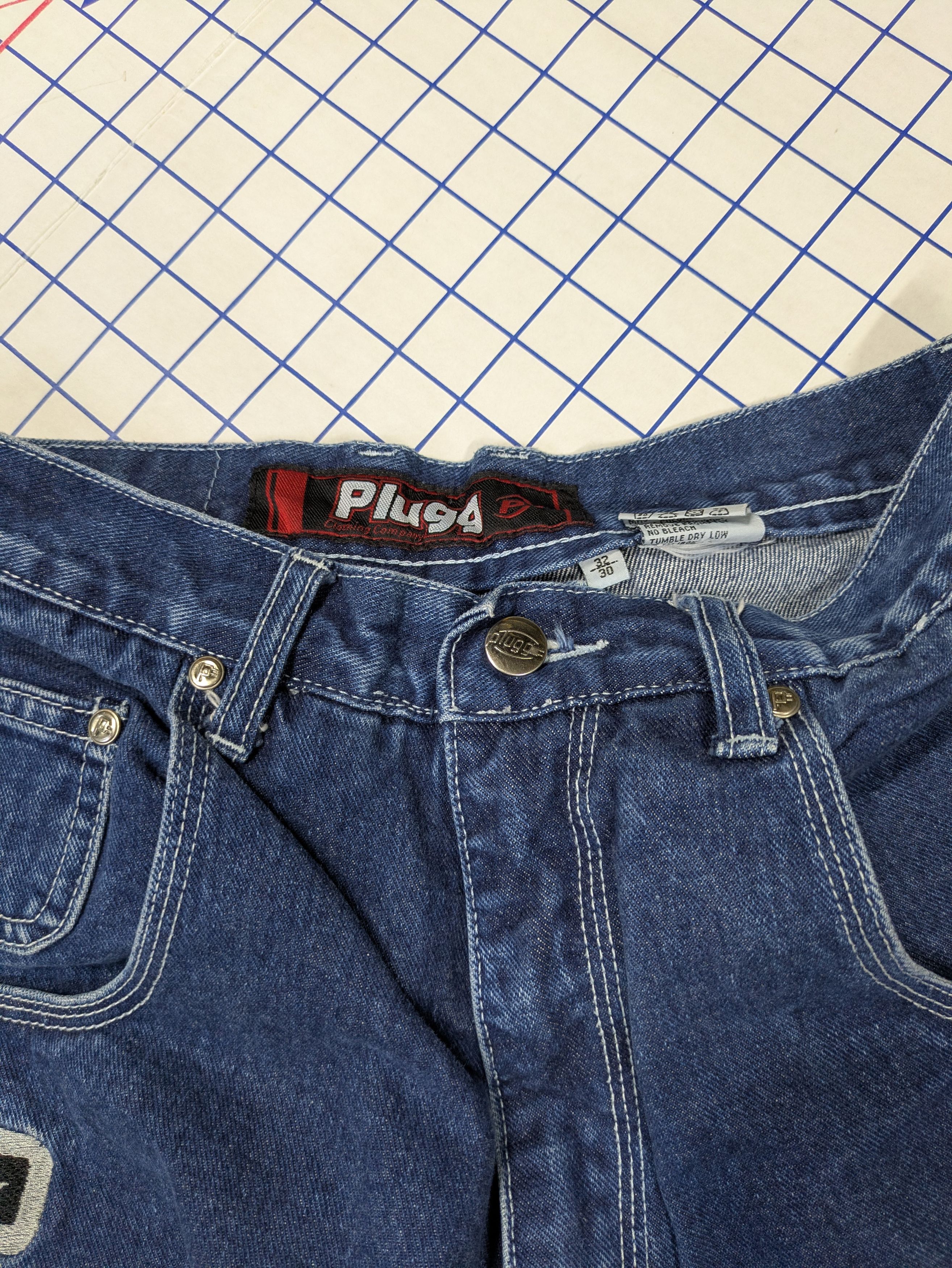 JNCO Plugg Reflective Stripe Baggy Wide Leg Raver Jeans Vintage Size US 31 - 6 Thumbnail