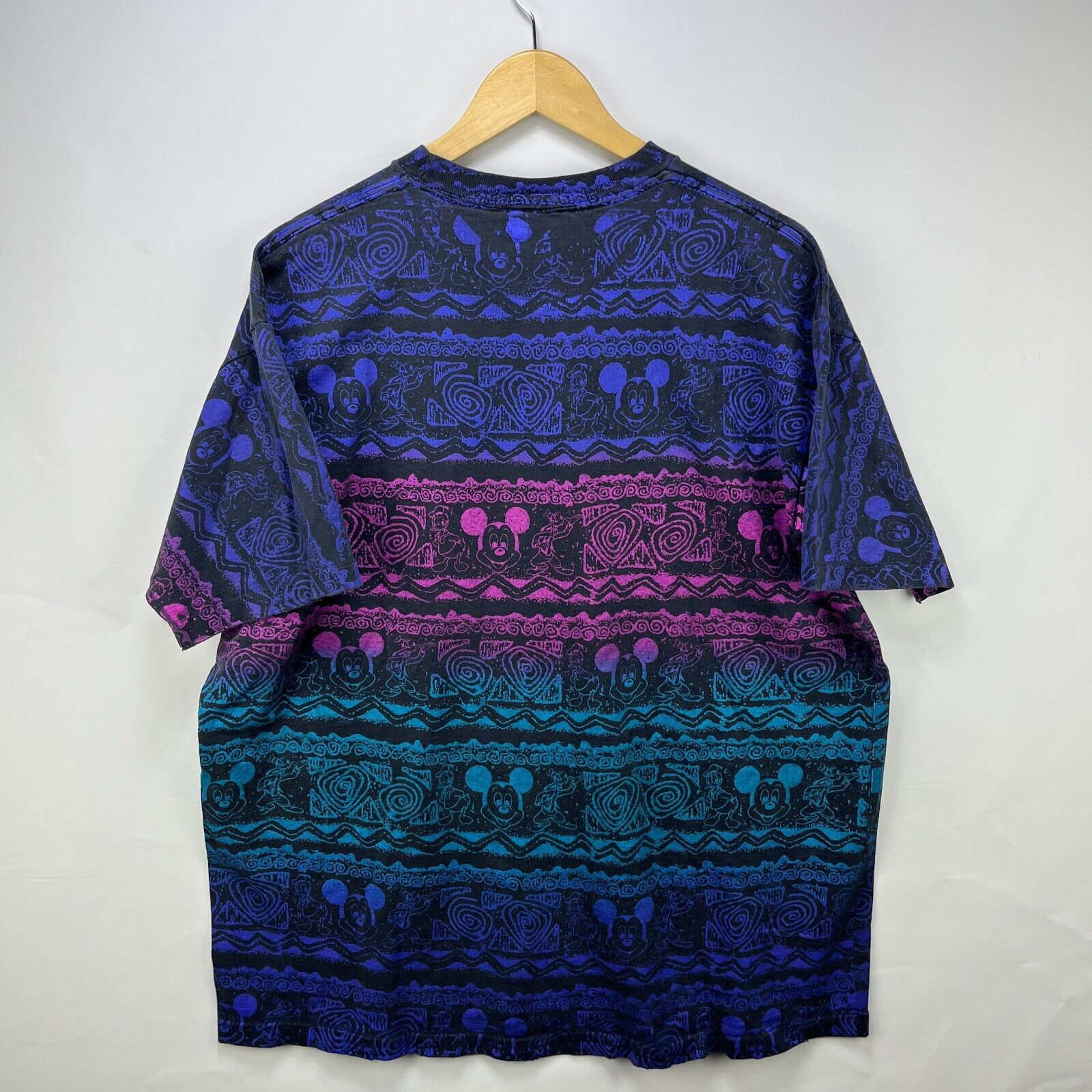 Disney × Vintage Vintage 90s Mickey Mouse All Over Print Trippy T-Shirt OSFA Size US XL / EU 56 / 4 - 7 Thumbnail