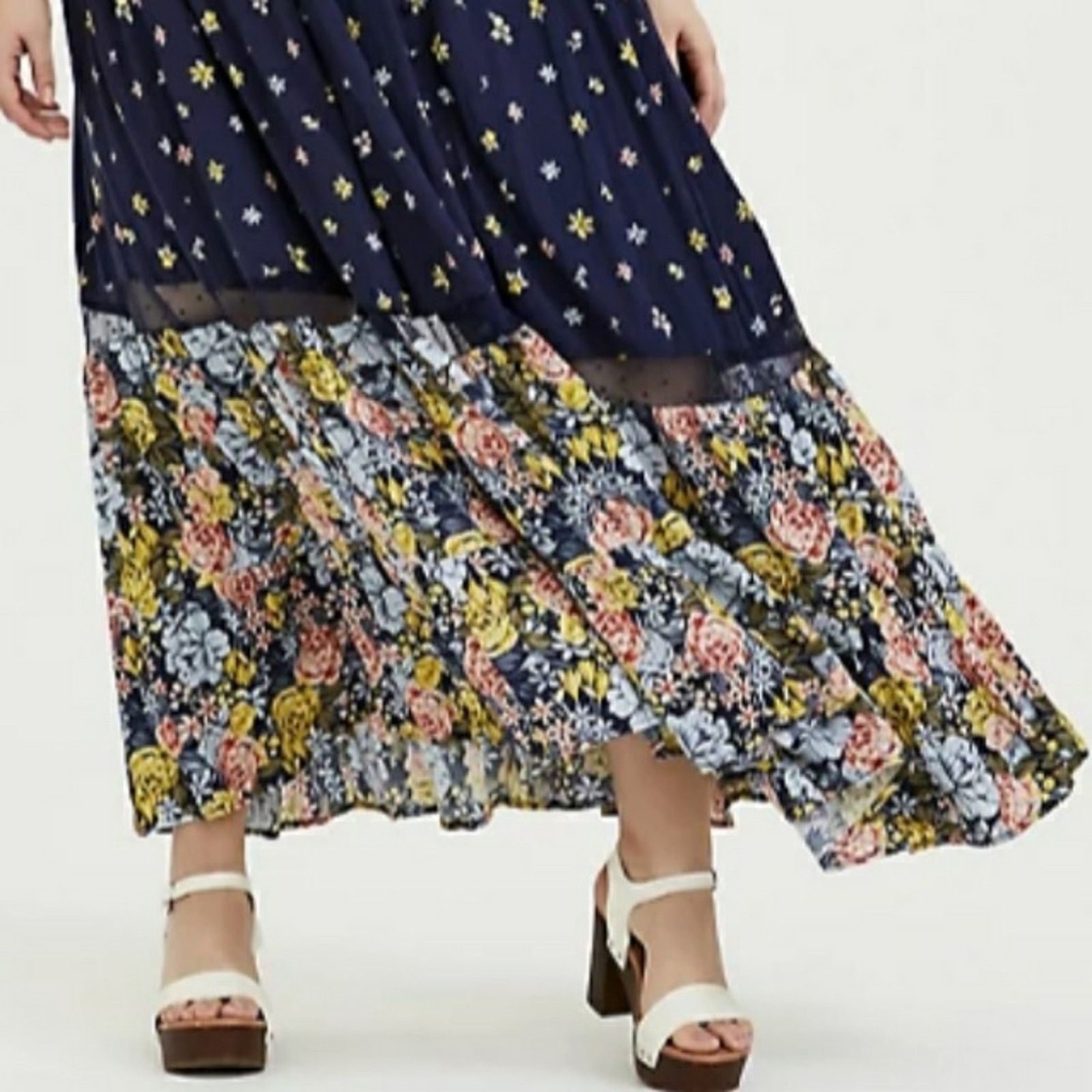 Torrid TORRID ☆ NAVY ☆ MULTI FLORAL ☆ FLOUNCE MAXI DRESS ☆ 3x ☆ NWT Size 3XL / US 20-22 - 7 Thumbnail