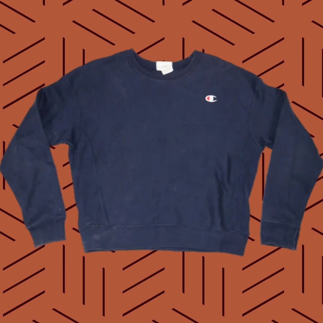 Champion WOMENS CHAMPION REVERSE WEAVE NAVY BLUE PULLOVER SWEATSHIRT CREWNECK MEDIUM Size M / US 6-8 / IT 42-44 - 1 Thumbnail