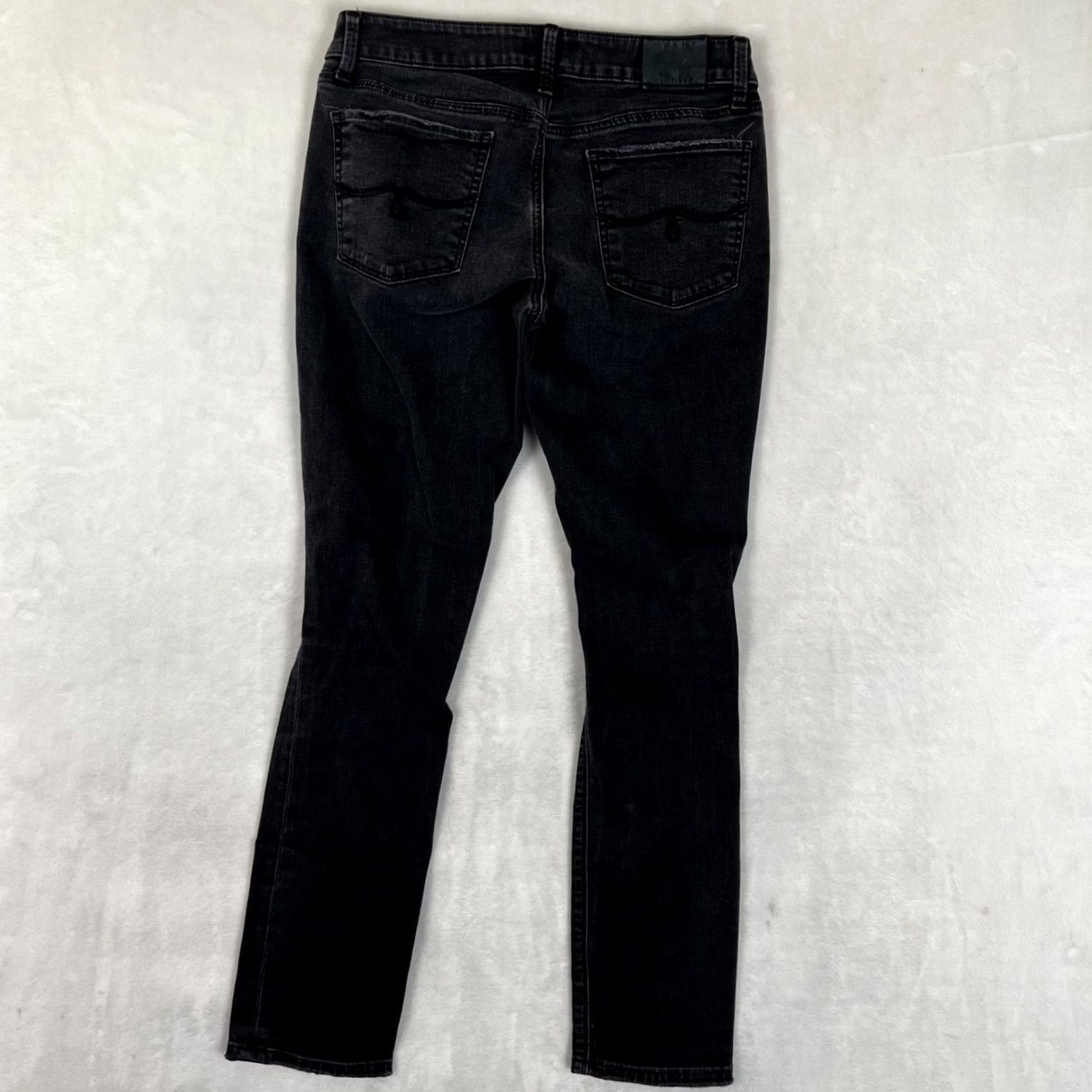Lucky Brand Lucky Brand Skinny Lolita Jeans - Womens 6/28R Black Dark Wash Denim Distressed Low Rise Slim Size 28" / US 6 / IT 42 - 7 Thumbnail