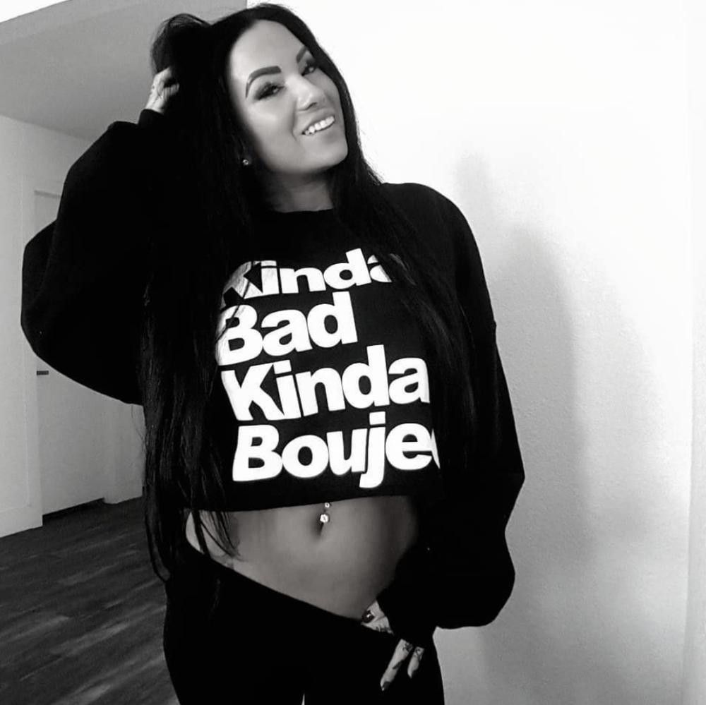 Black Kinda Bad Kinda Boujee Cropped Sweatshirt