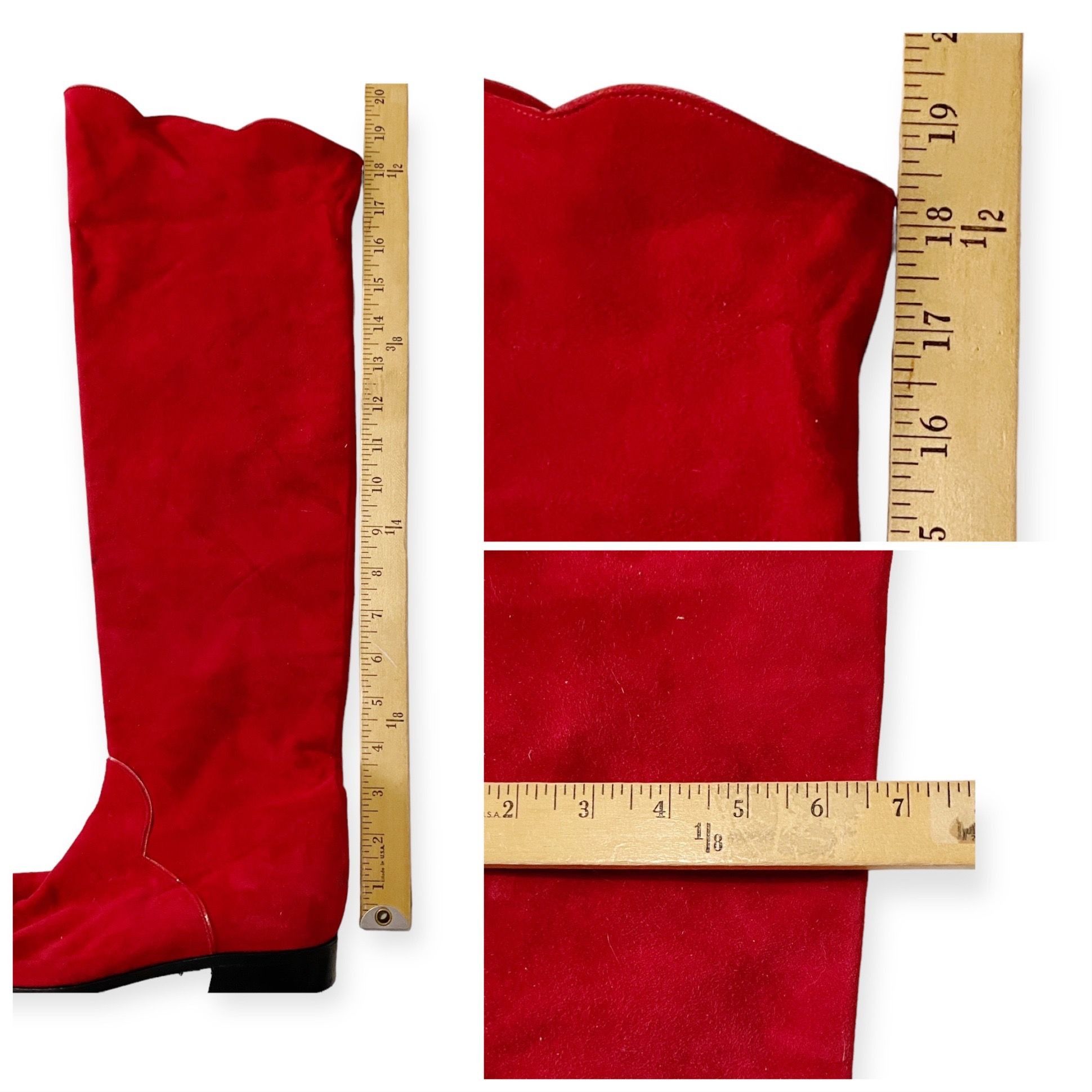 Yves Saint Laurent Vintage Yves Saint Laurent red suede long boots, Size 7 Size US 7 / IT 37 - 12 Thumbnail