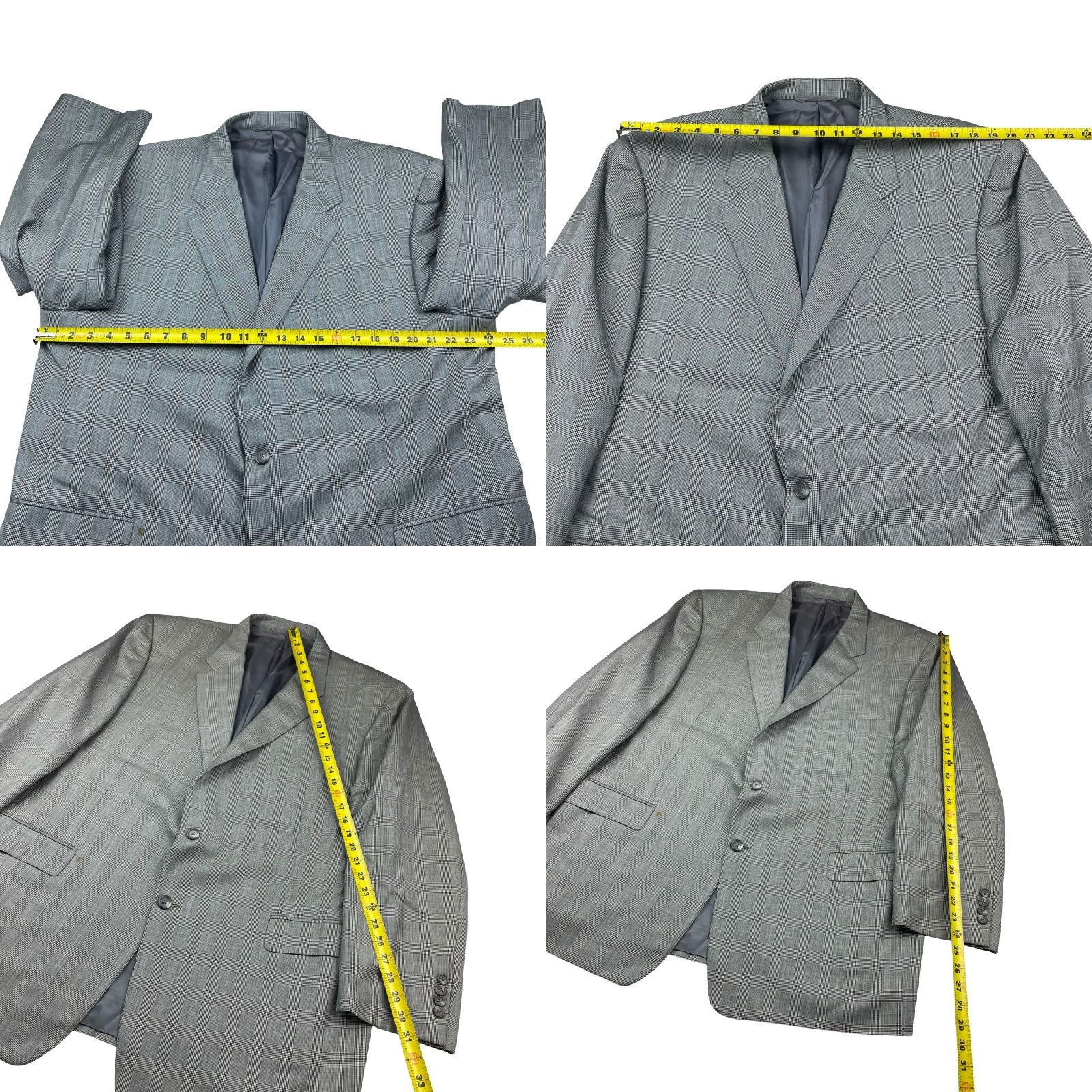 Vintage Hickey Freeman Blazer Jacket Men Two Button 48 Regular Wool Plaid Gray/Blue Boardroom Notch Lapel Mens Size 48R - 8 Thumbnail