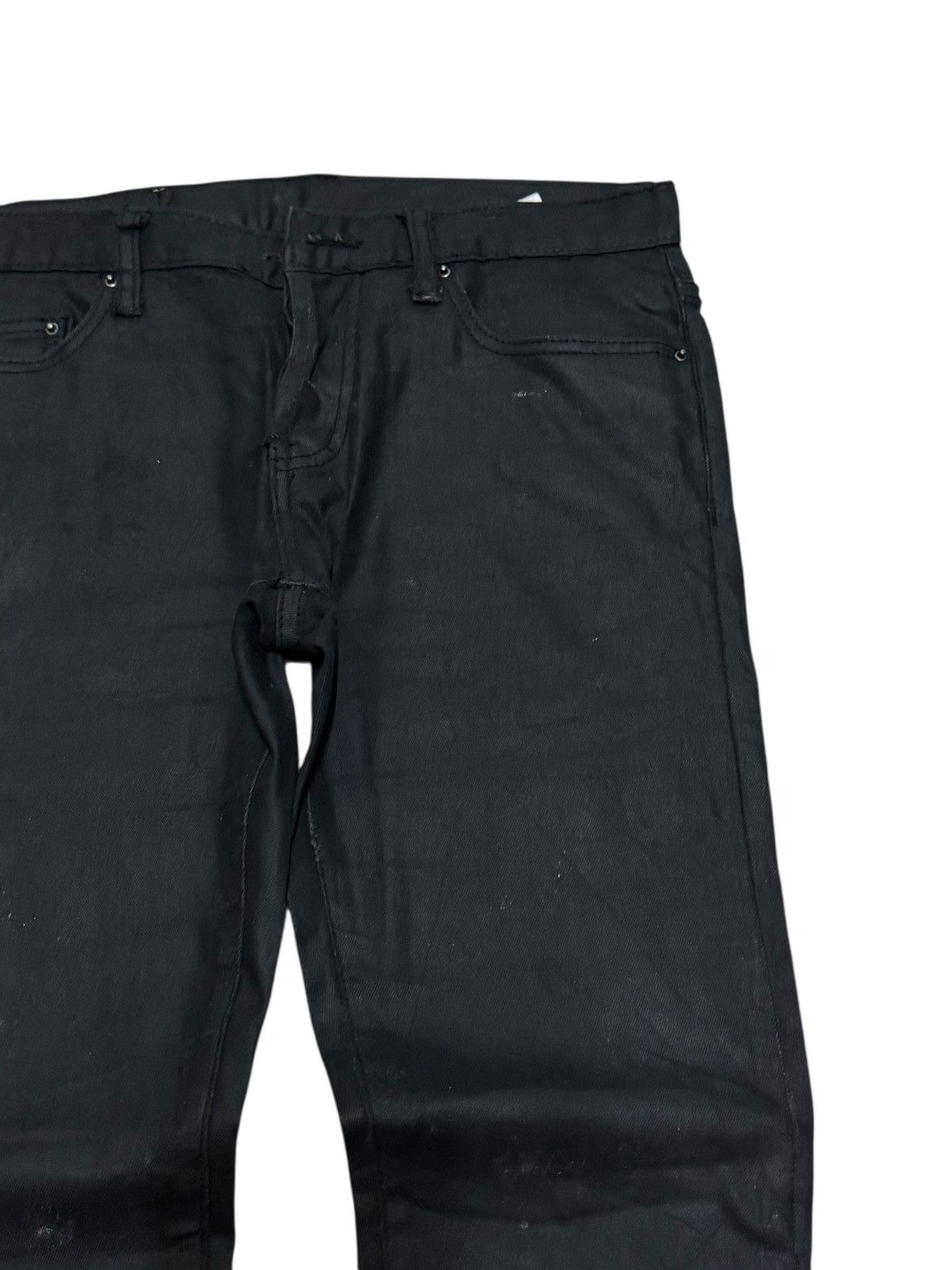 MNML MNML Coated Wax Black Jeans Slim Fit Zip Ankle Pants Size US 30 / EU 46 - 5 Thumbnail