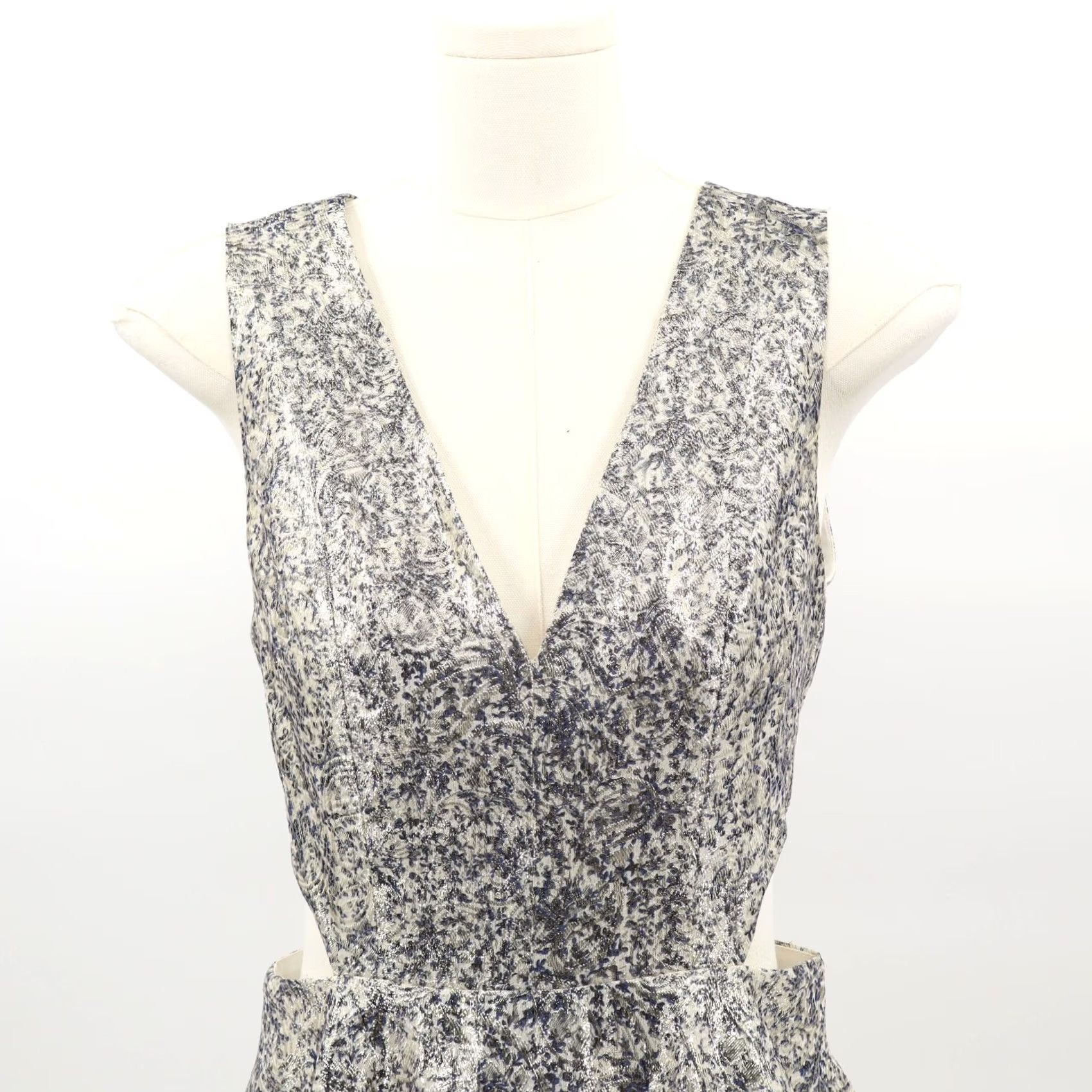 Alice + Olivia Alice + Olivia Women's Varita Metallic Jacquard Side Cut Out Fit & Flare Mini Sz 0, Silk, Polyester, Dry Clean Only, Floral, Clubwear, Short Dress Size XS / US 0-2 / IT 36-38 - 5 Thumbnail