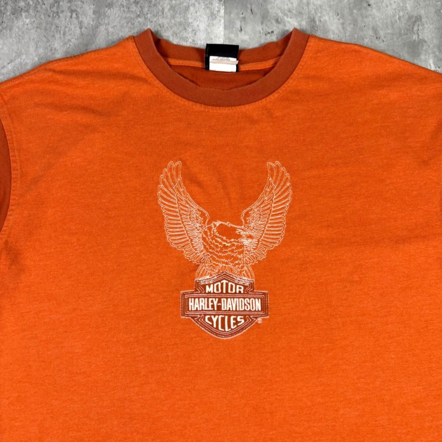 Harley Davidson Harley-Davidson T-Shirt Orange Mens XL Short Sleeve Graphic Print Crew Neck Logo Biker All Seasons Size US XL / EU 56 / 4 - 7 Thumbnail