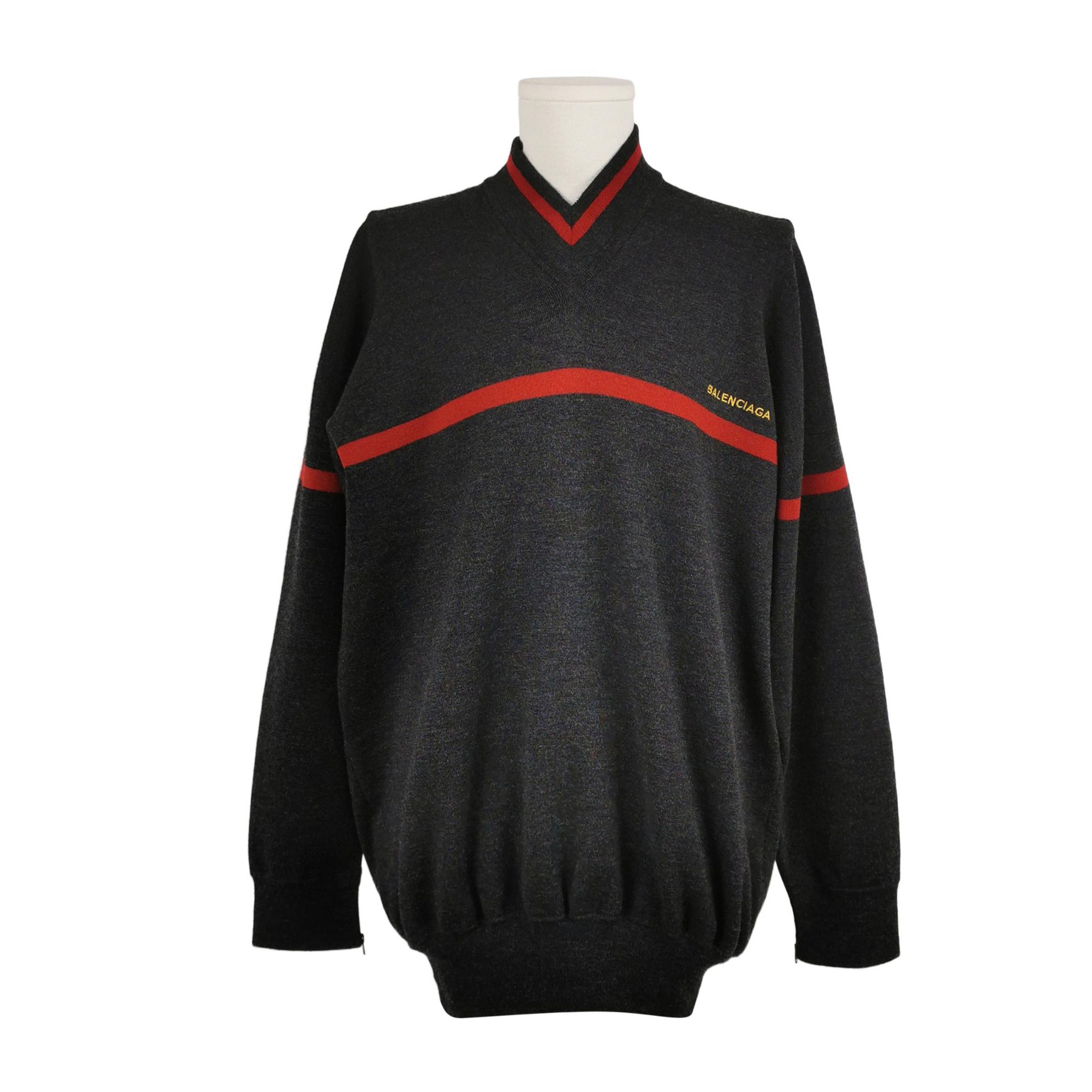 Balenciaga Balenciaga Colorblock Logo V-Neck Sweater XS Size US XS / EU 42 / 0 - 1 Thumbnail