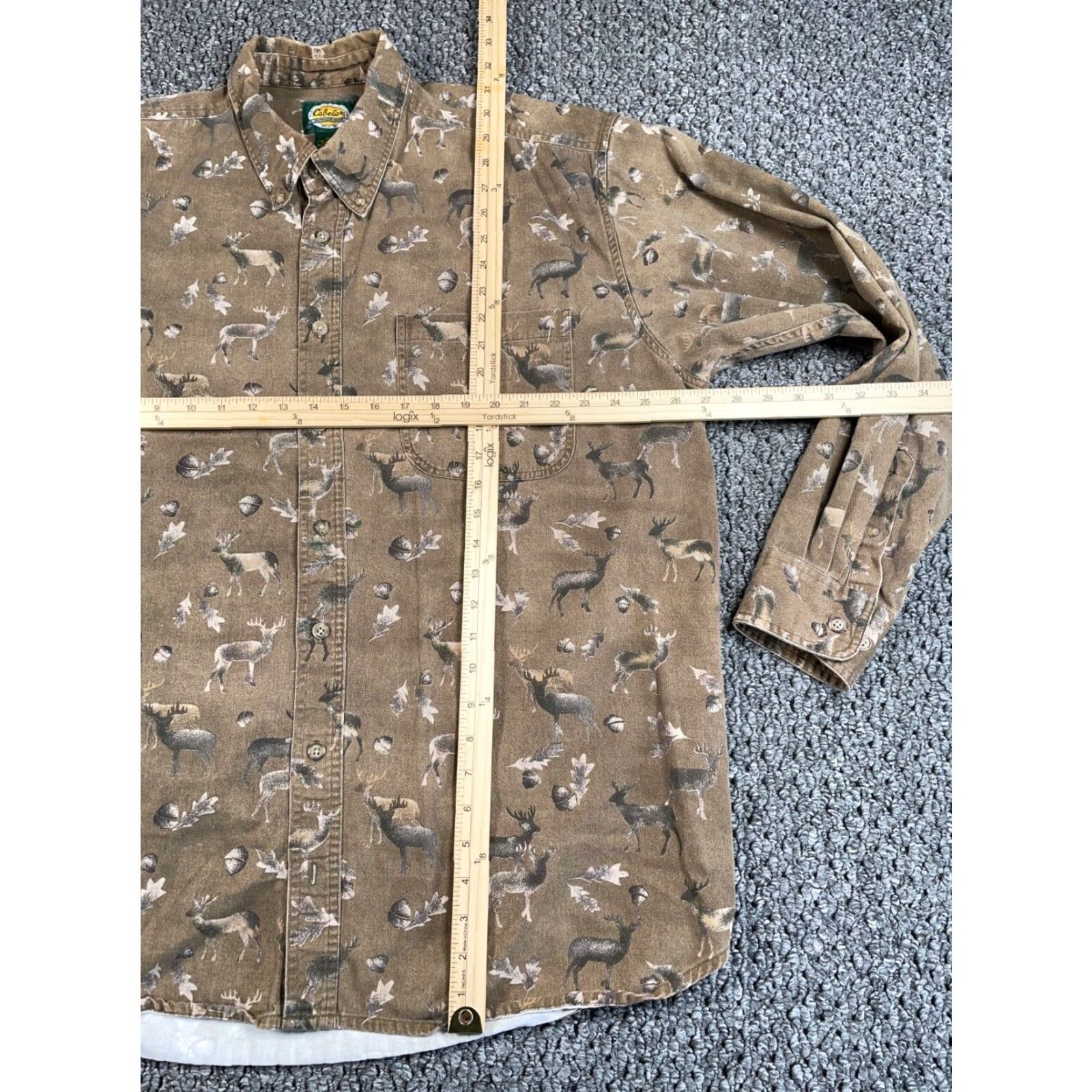 Vintage Cabela's Deer Print Button-Up Shirt Adult XL Tall Brown Long Sleeve Outdoor Nature Mens Size US XL / EU 56 / 4 - 5 Thumbnail