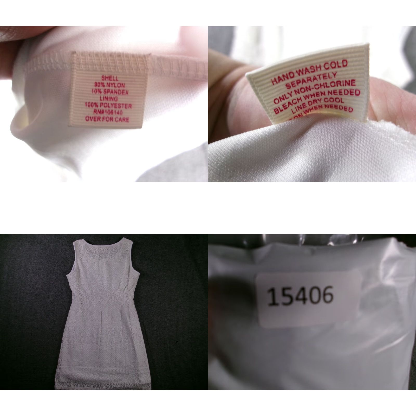 Vintage Pinky White Lace Sleeveless Sheath Dress L Womens Party Cocktail Lined Nylon/Spandex/Polyester Summer 35 in Scoop Neck Lace Pattern Size L / US 10 / IT 46 - 8 Thumbnail