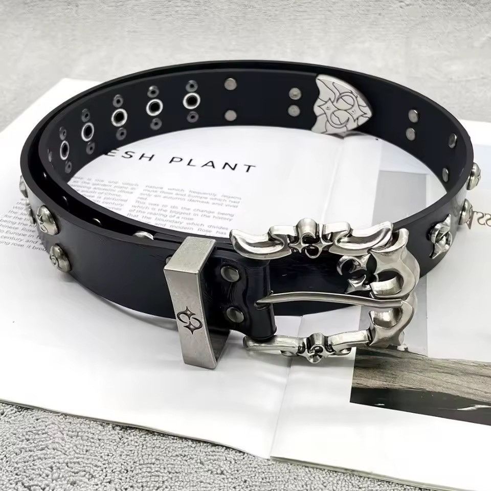 Other Punk Gothic Black PU Leather Belt Size ONE SIZE - 3 Thumbnail