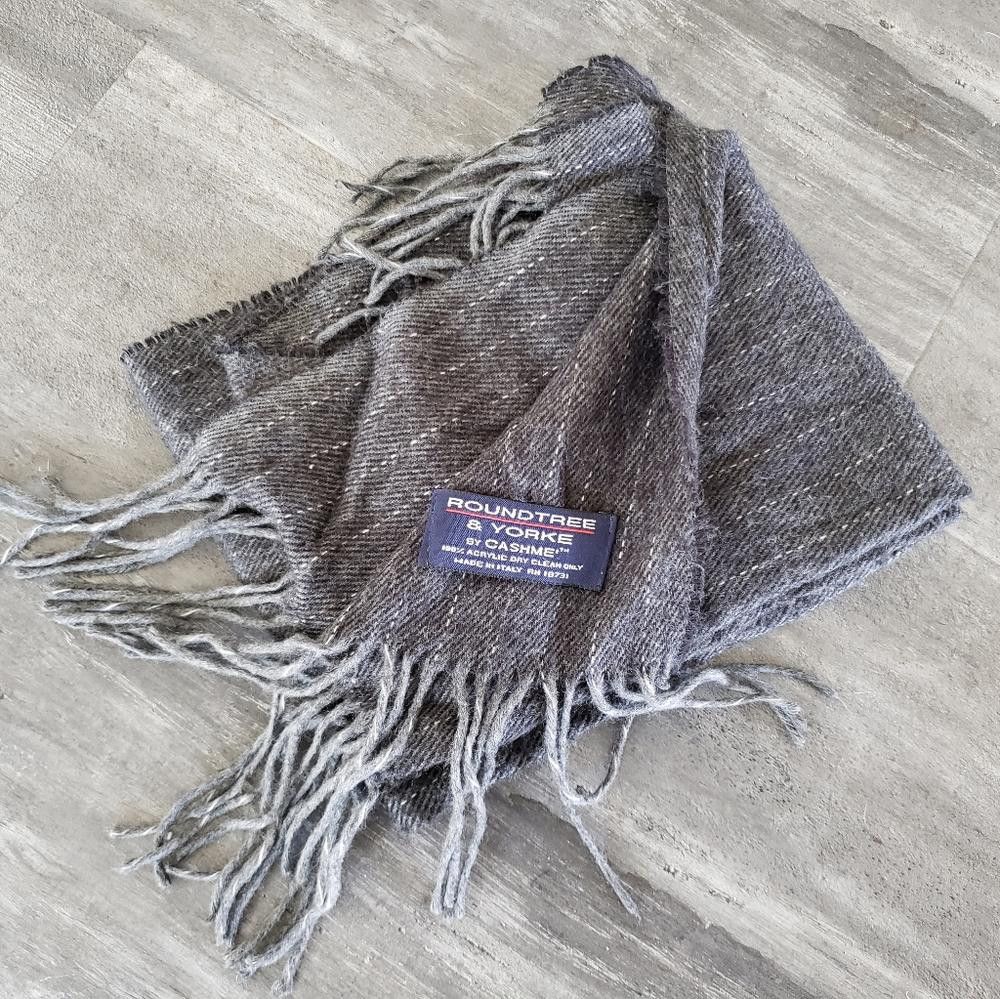 Roundtree & Yorke Dark Grey Pinstriped R&Y Cashmere Scarf Size ONE SIZE - 3 Thumbnail