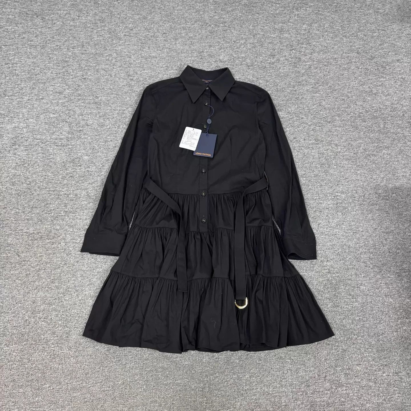 Louis Vuitton LV black waist-tie long-sleeve shirt dress 40 NWT Size M / US 6-8 / IT 42-44 - 1 Thumbnail