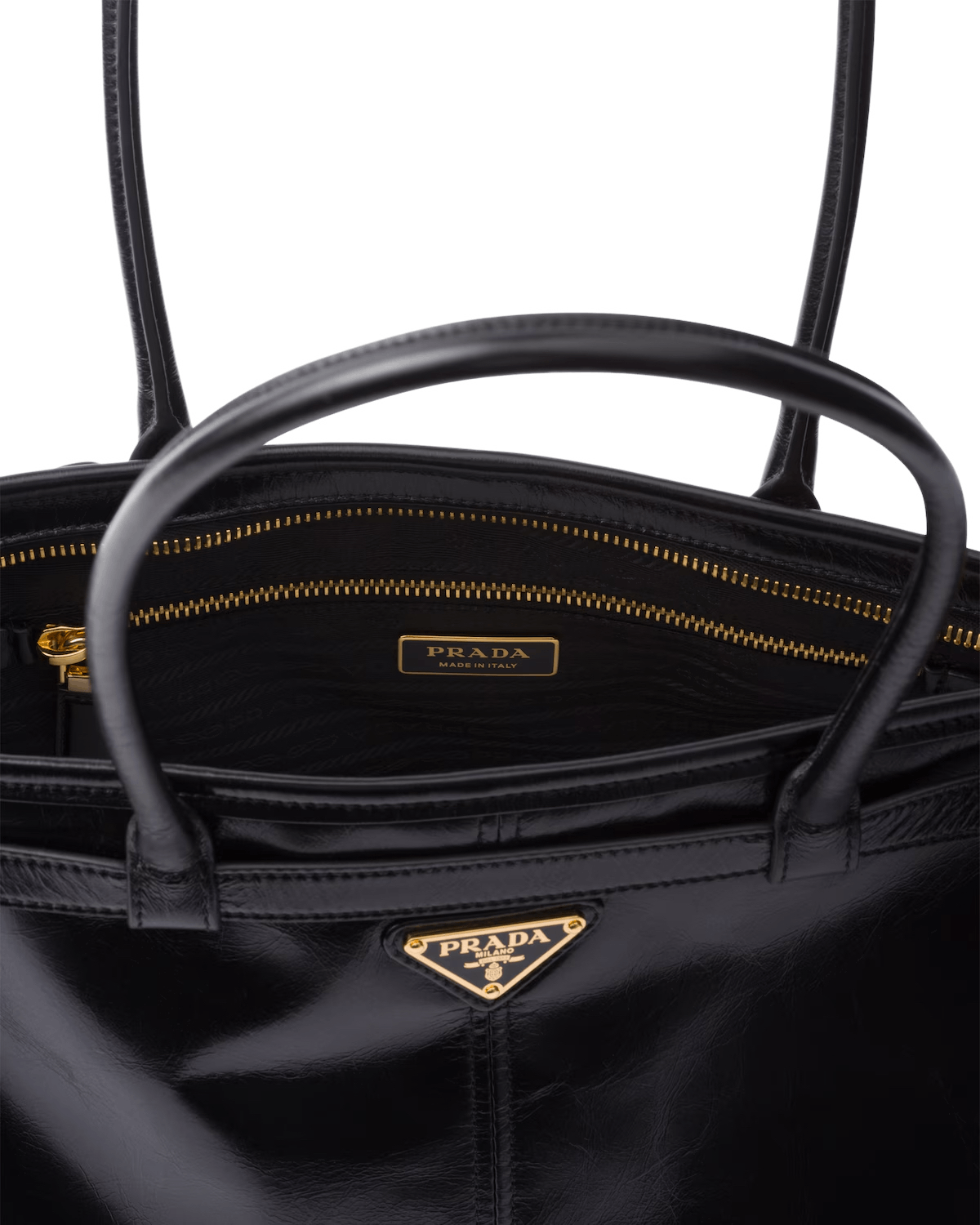 Prada PRADA Bonnie Large $3250 Black Leather Top Handle Size ONE SIZE - 4 Thumbnail