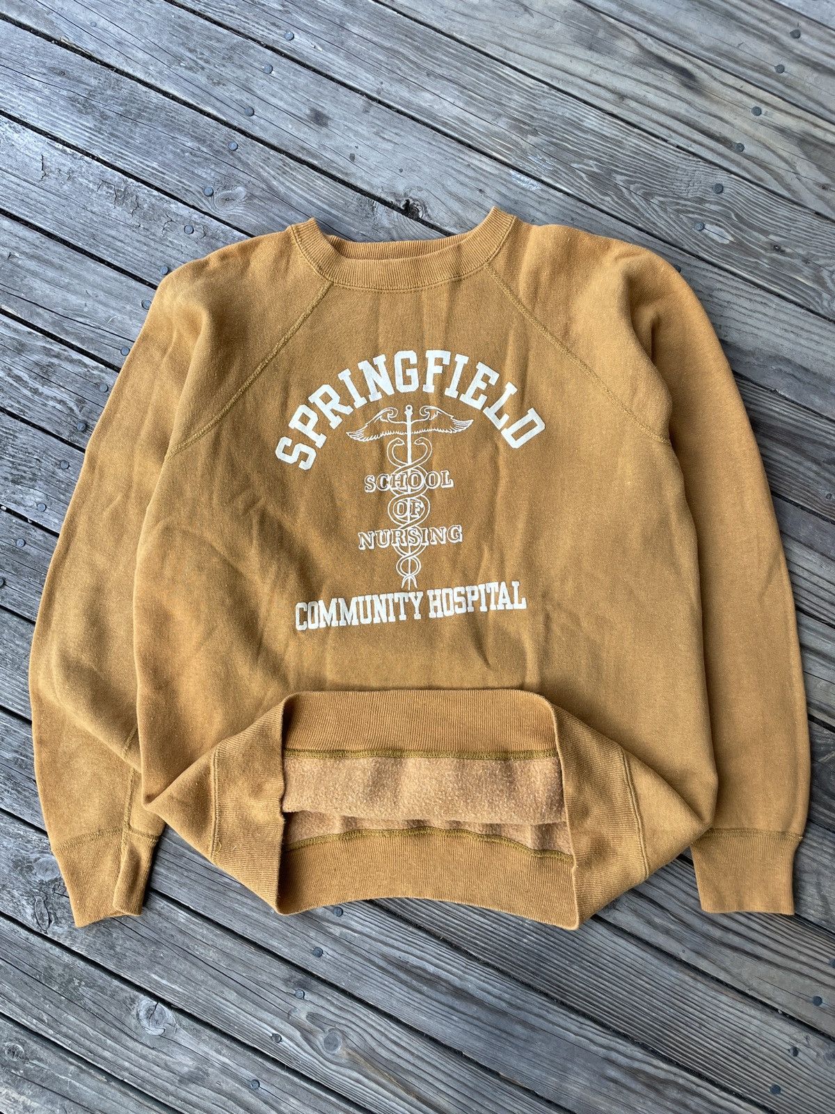 image of Vintage 60S Nursing School Hospital Springfield Sweatshirt in Yellow, Men's (Size XL)