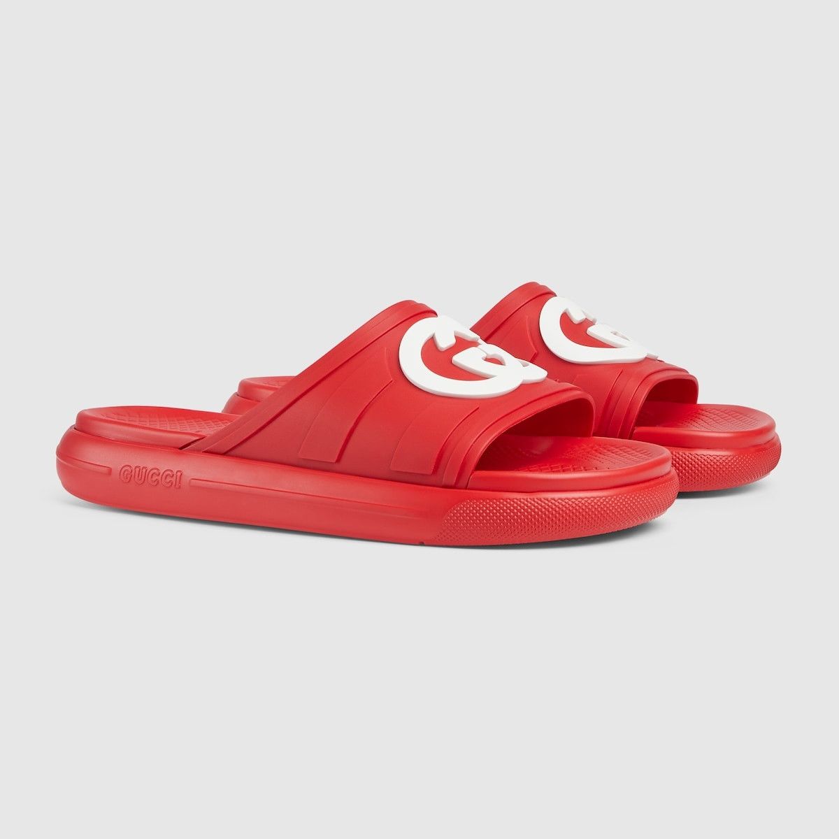 Gucci o1s1wg110125 Interlocking G Slides Sandals in Red Size US 15 / EU 48 - 2 Thumbnail