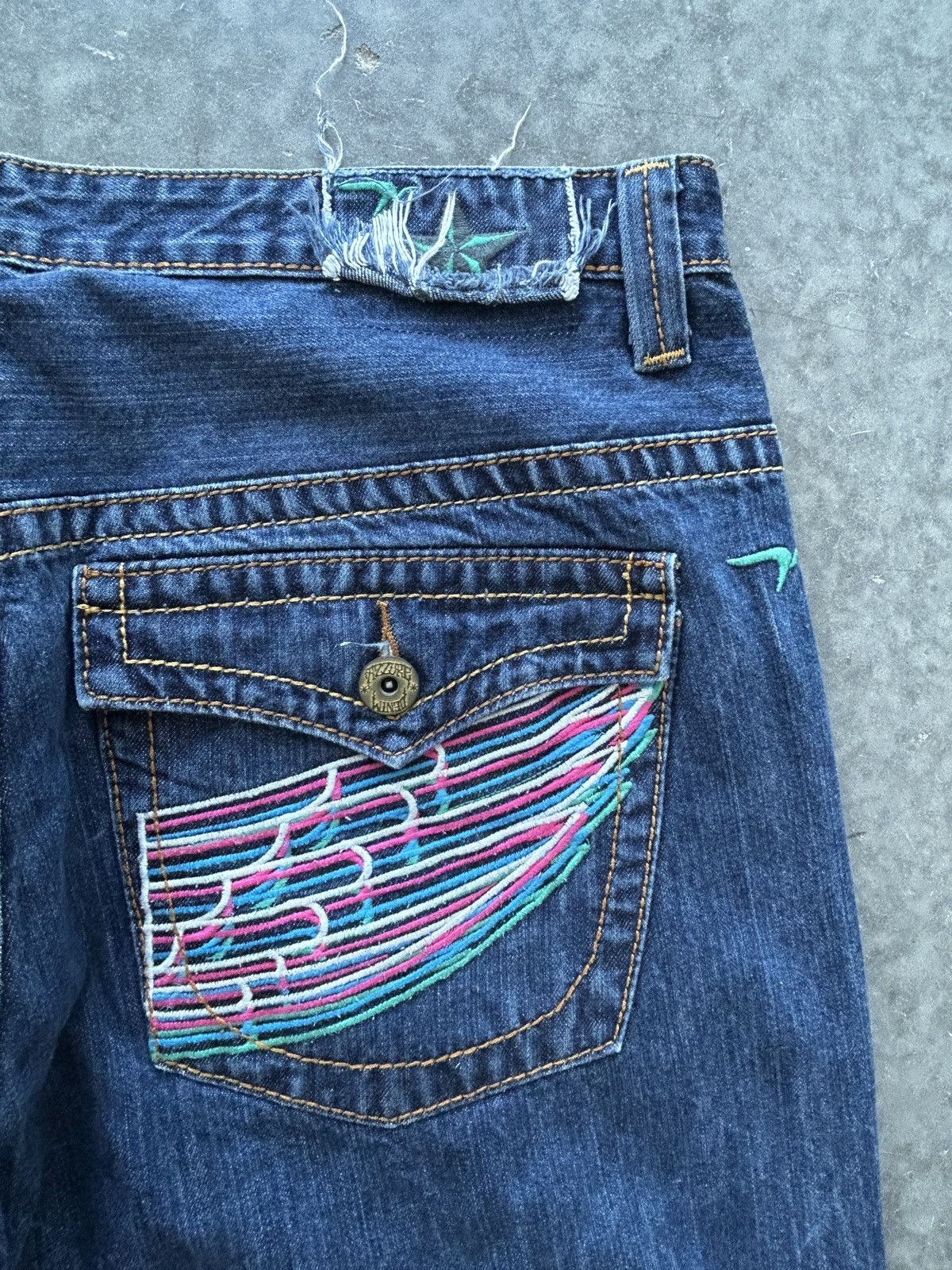 JNCO Vintage Y2K Azzure Embroidered Wings Baggy Jeans Size US 38 / EU 54 - 3 Thumbnail