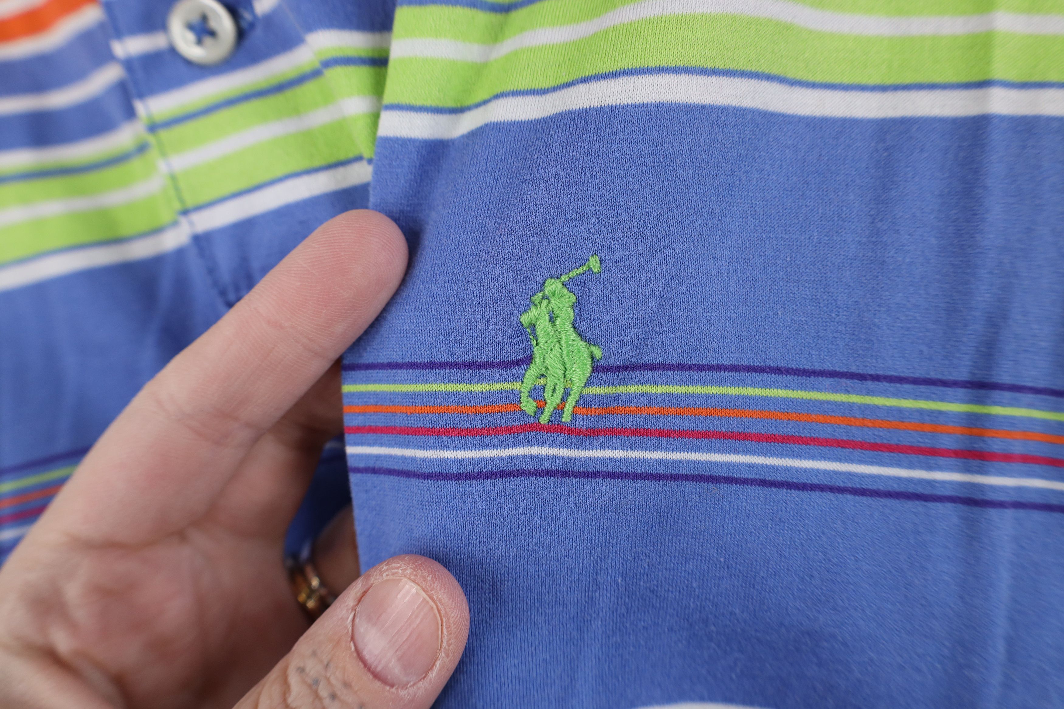 Polo Ralph Lauren Vintage 90s Y2K Ralph Lauren Soft Knit Rainbow Striped Polo Size US L / EU 52-54 / 3 - 4 Thumbnail