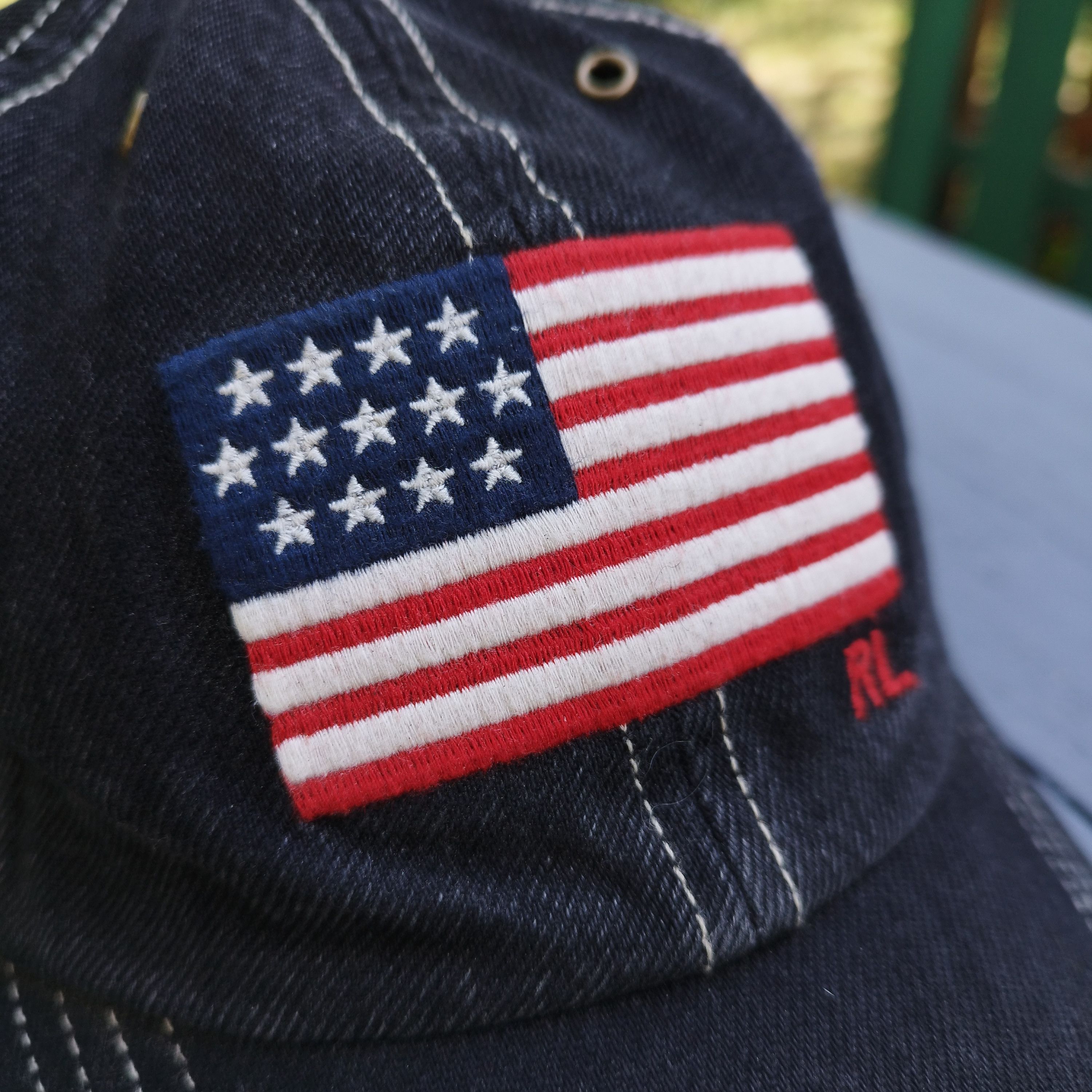 Polo Ralph Lauren Vintage Polo Ralph Lauren USA Flag Denim Cap Leather Strap Size ONE SIZE - 4 Thumbnail