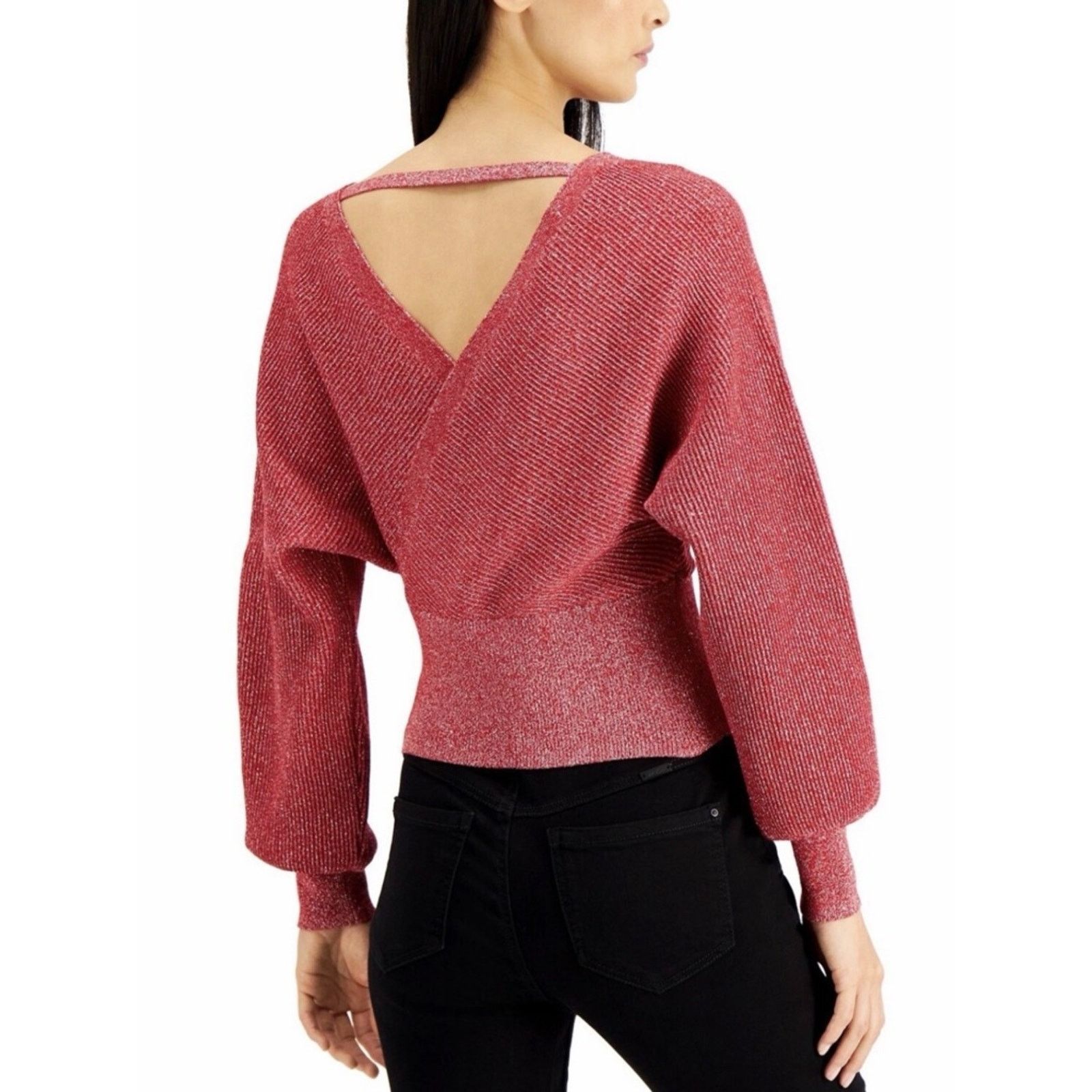 Other Women's red with silver threads shimmery Wrap Sweater size S Size S / US 4 / IT 40 - 2 Thumbnail