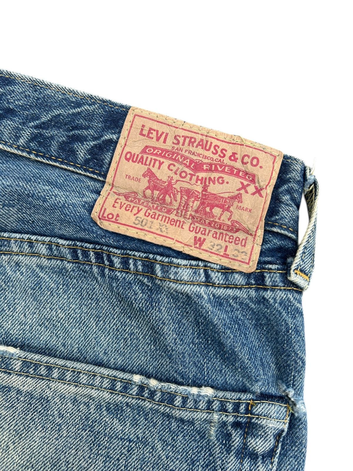 Kapital Levis Big E 501XX Selvedge Distressed Denim Jeans Size US 34 / EU 50 - 5 Thumbnail
