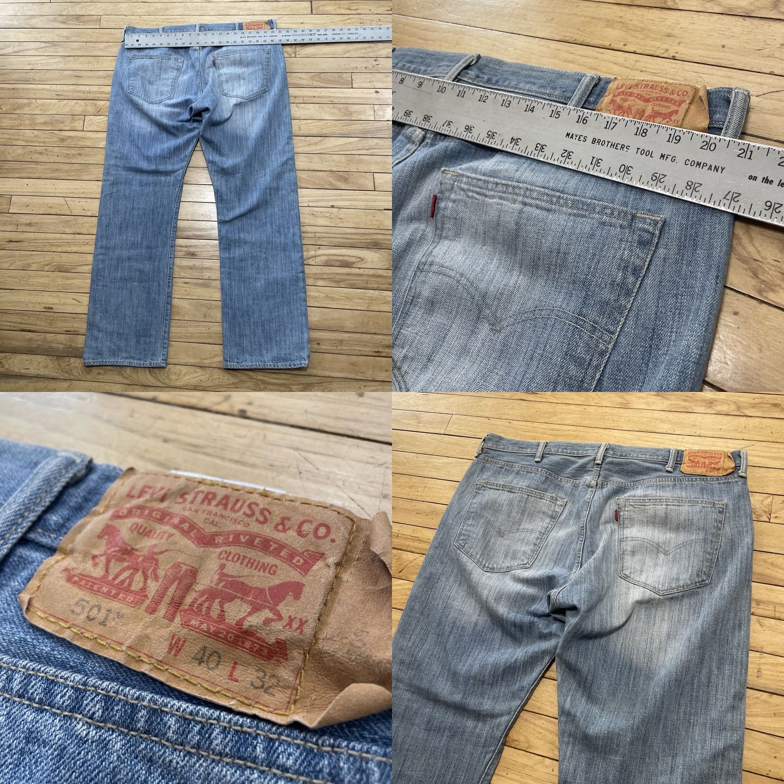Levi's VINTAGE Levi's Jeans 501XX Light Blue Denim Straight 501 40x32 Mens Regular Blue Jeans 5-Pocket Logo Zipper Button Vintage Mens Size US 36 / EU 52 - 11 Thumbnail