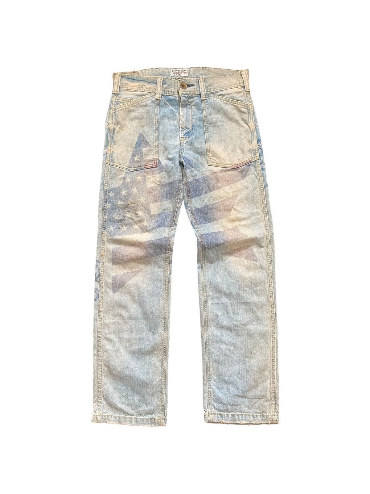Japanese Brand Rodeo Crowns Printed American Flag Denim Size US 32 / EU 48 - 1 Thumbnail