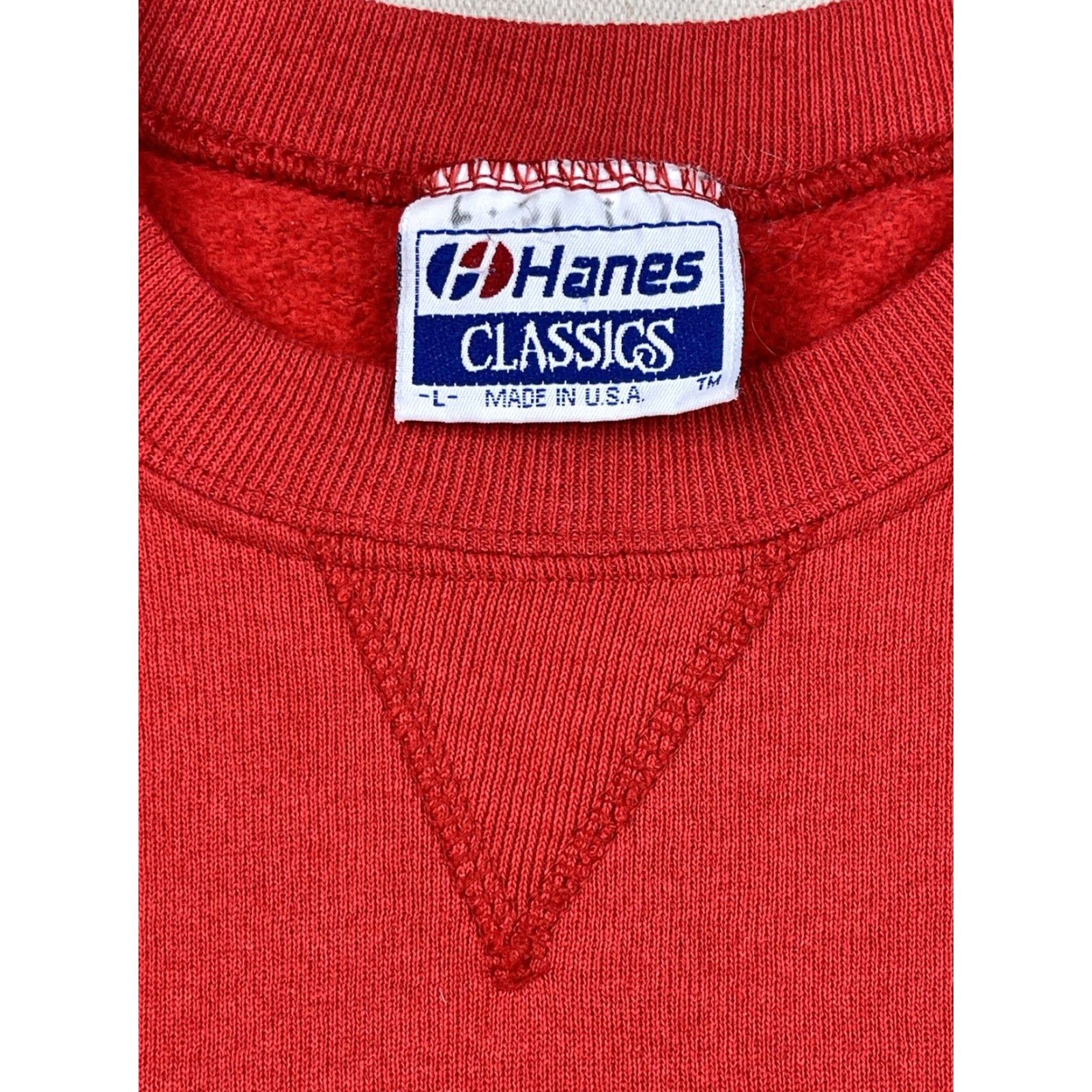 Hanes VINTAGE Hanes Sweatshirt Red Crewneck L Mens 90s Unisex Adults Cotton Polyester Fleece Made in USA Size US L / EU 52-54 / 3 - 2 Thumbnail