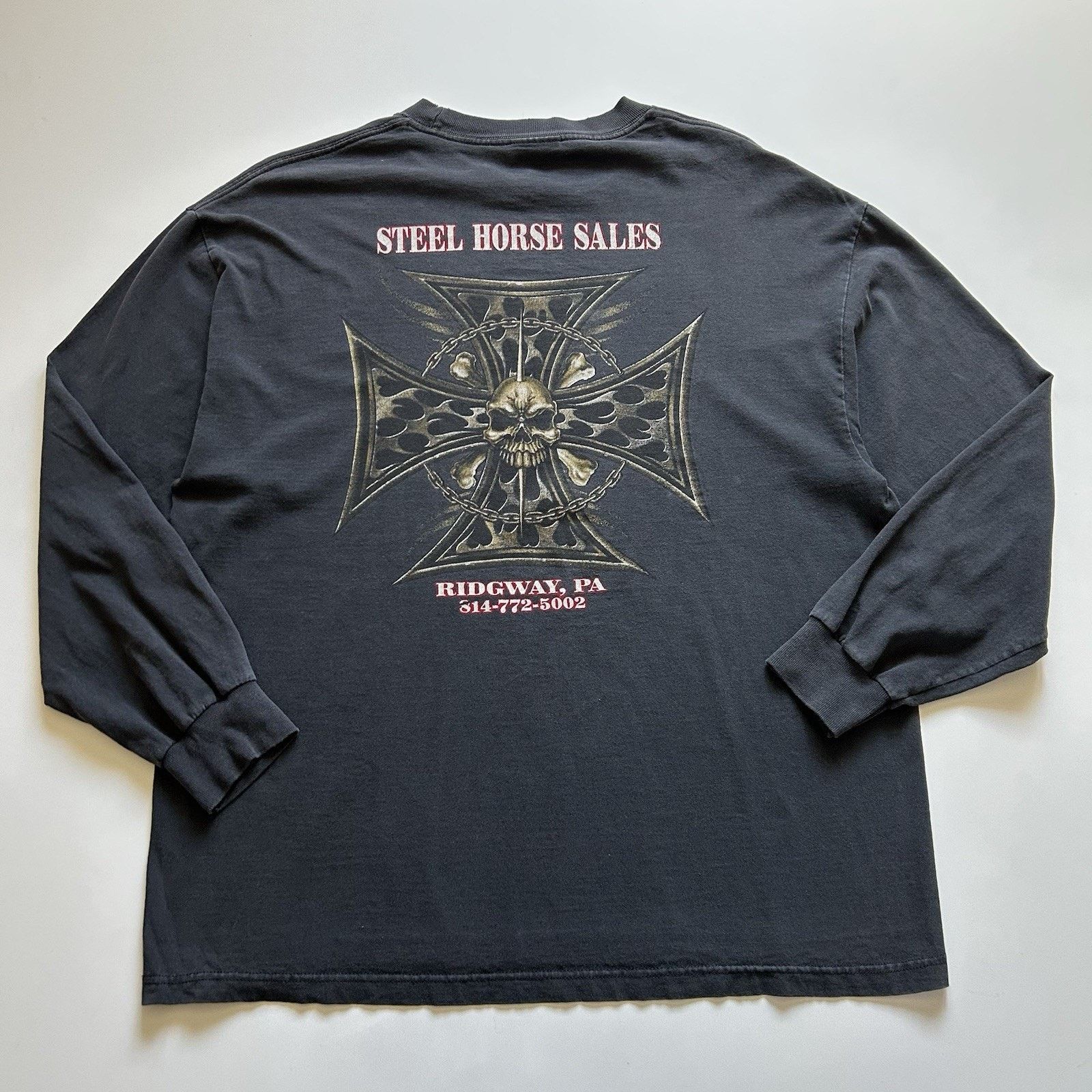 Vintage Vintage Y2K Iron Cross Skull Shirt Long Sleeve XL Faded Rare Size US XL / EU 56 / 4 - 1 Thumbnail