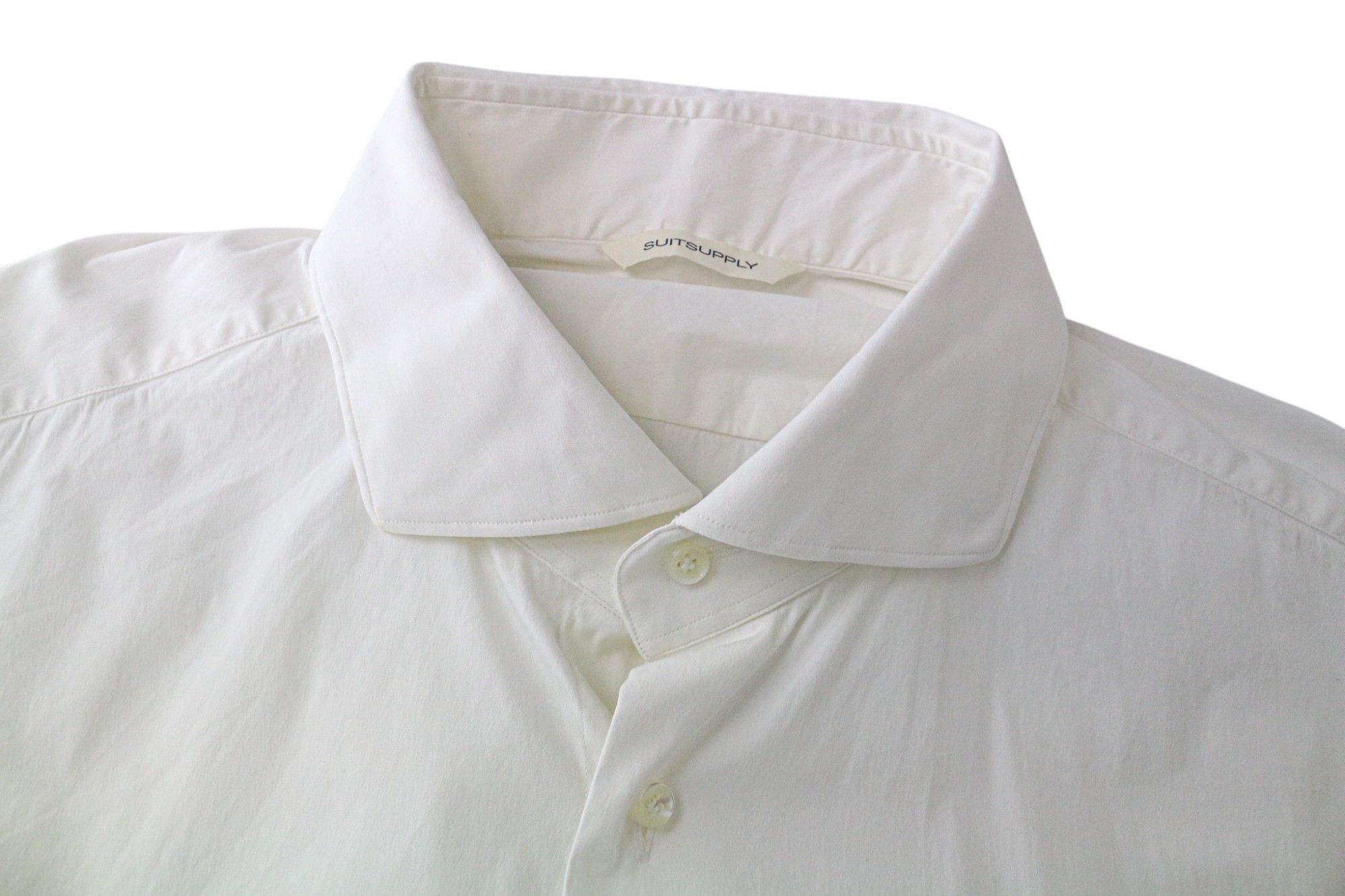 Suitsupply ~XL Slim White Cotton Stretch Twill Shirt 79153 Size US XL / EU 56 / 4 - 3 Thumbnail