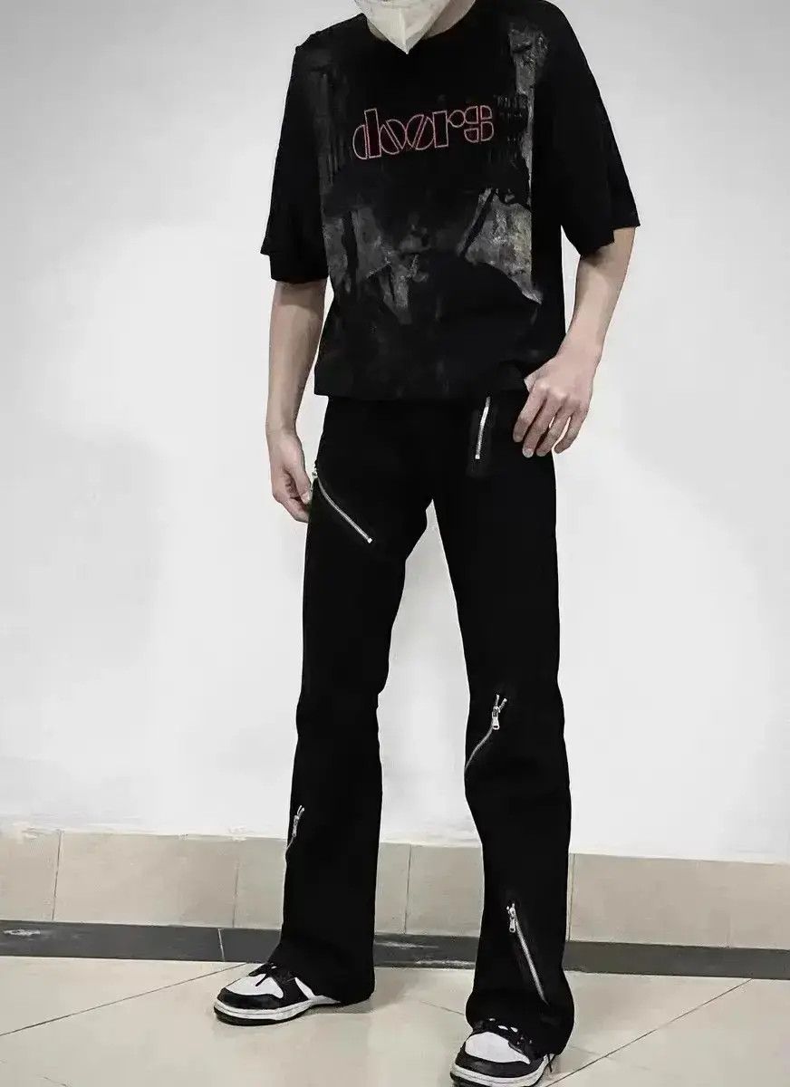 Japanese Brand Zipper wide leg flared jeans Size US 32 / EU 48 - 2 Thumbnail