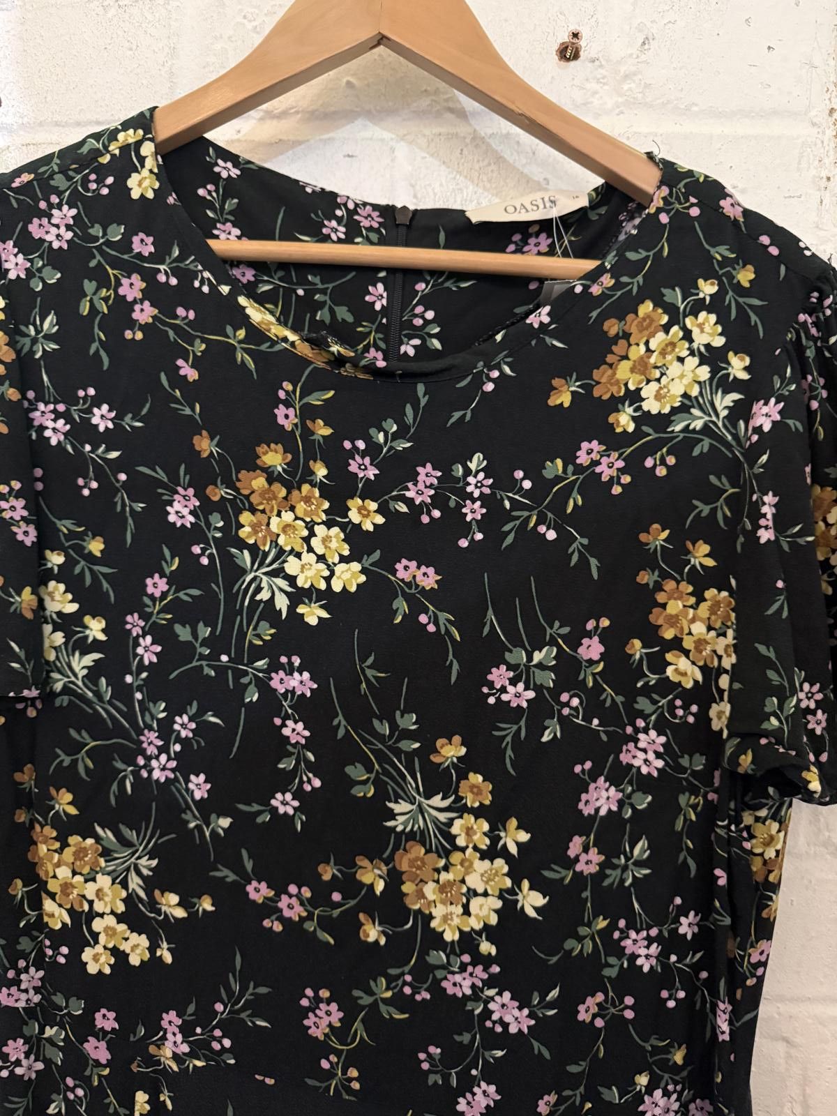 Other Oasis Black Floral Midi Dress Size M / US 6-8 / IT 42-44 - 3 Thumbnail