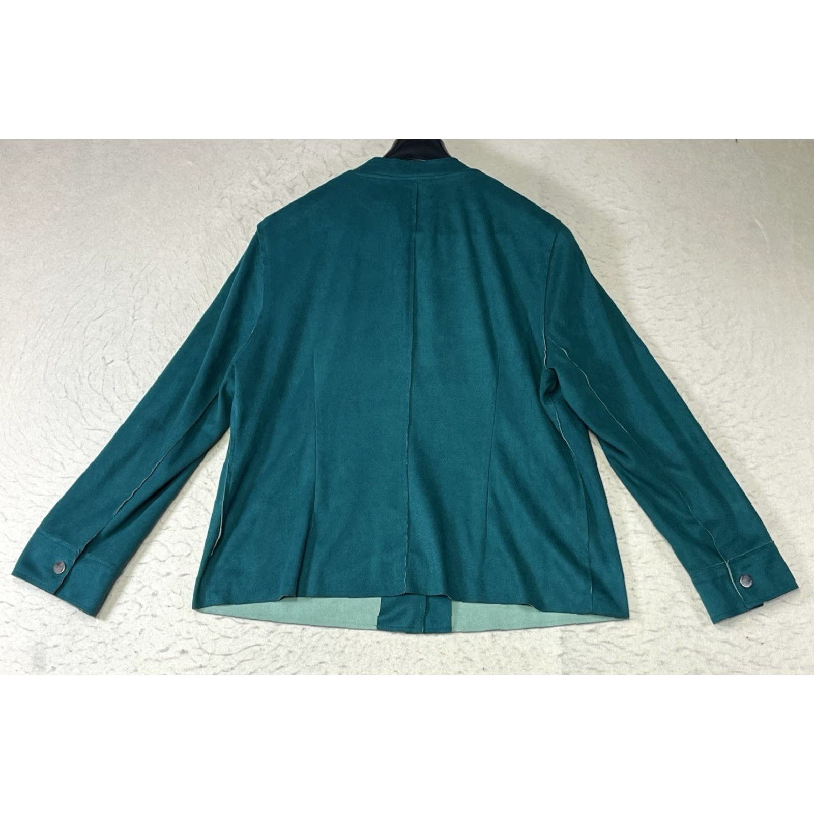 Vintage Chicos Jacket Emerald Green Size 2 Faux Suede Lining Snap Pocket Basic Jacket Women Size XS / US 0-2 / IT 36-38 - 2 Thumbnail