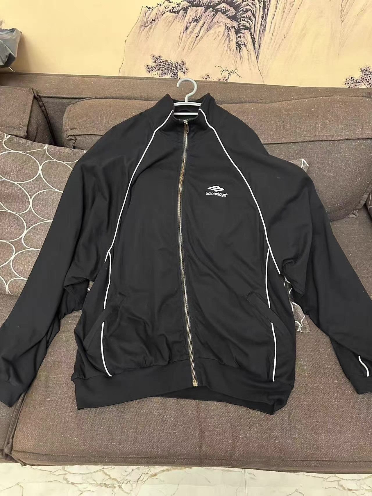 Balenciaga Black Zip-Up Light Jacket with White Trim Size US L / EU 52-54 / 3 - 2 Thumbnail