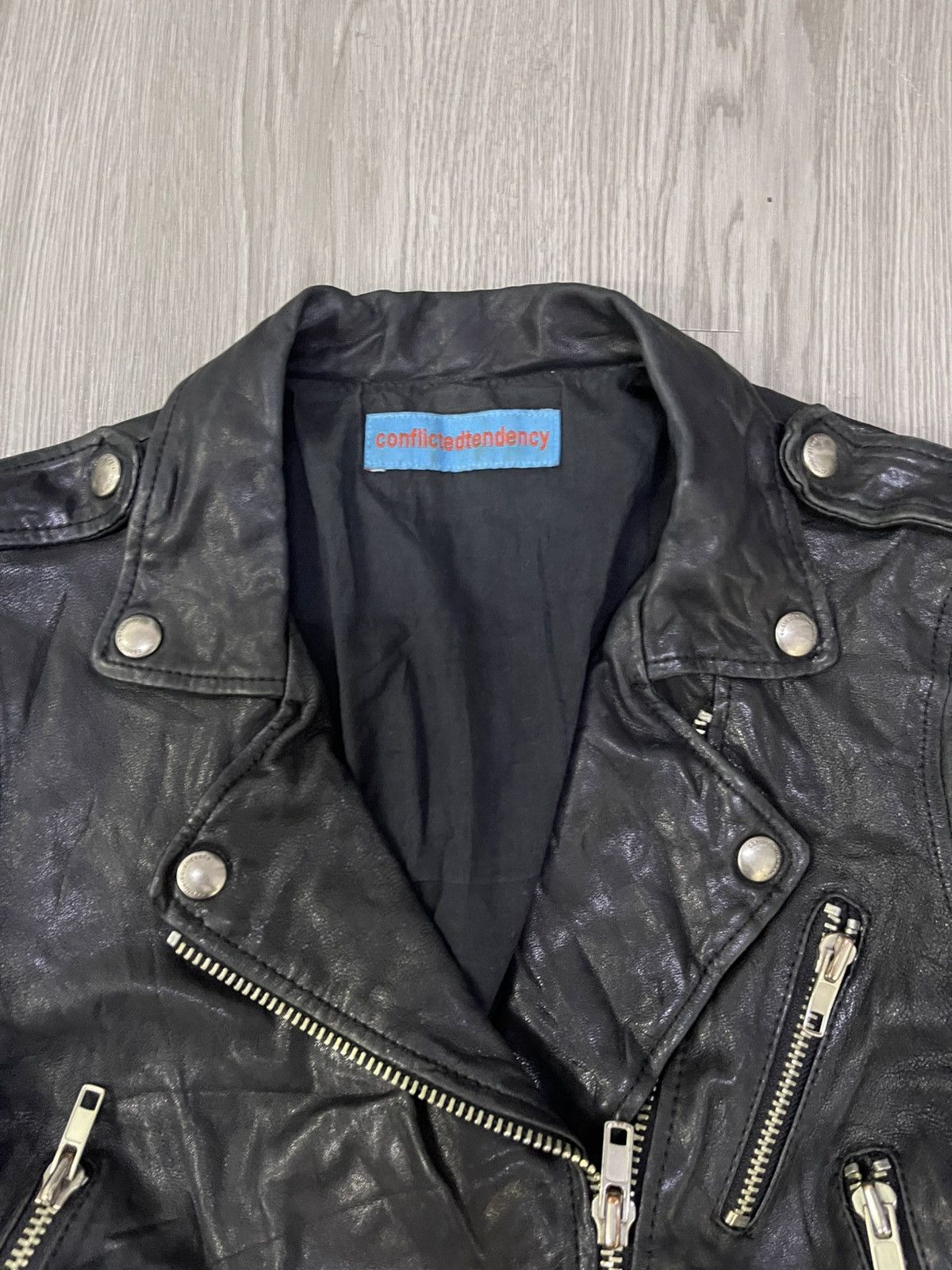 Genuine Leather Conflictedtendency sheep skin cropped biker jacket Size S / US 4 / IT 40 - 6 Thumbnail