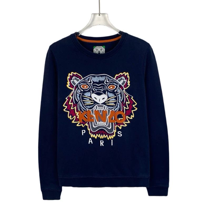 Kenzo KENZO Dark blue tiger head embroidered cotton round neck l Size S / US 4 / IT 40 - 1 Thumbnail