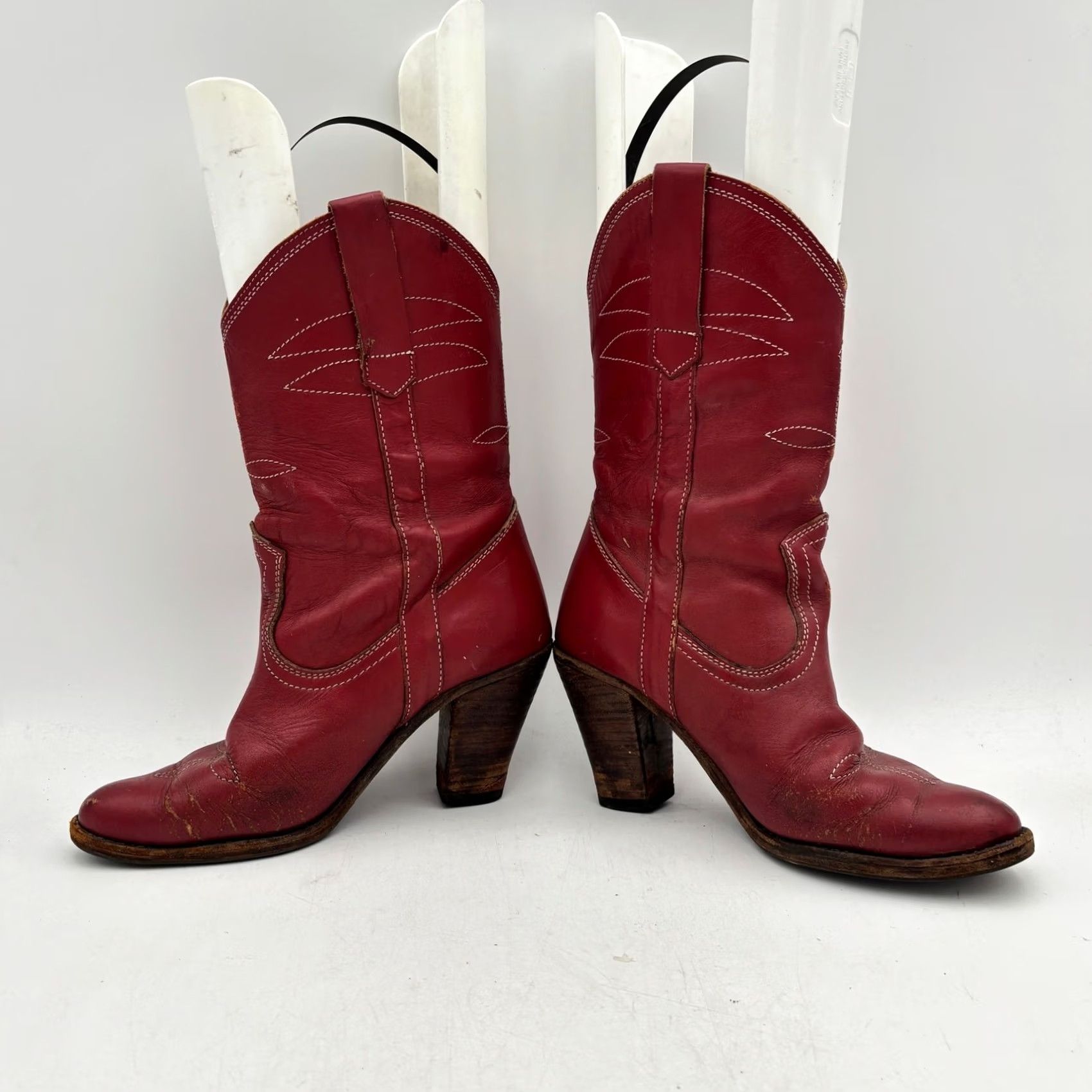 Vintage VINTAGE Women's 8 Red Western Boots Bootie Heeled Cowboy Size US 8 / IT 38 - 6 Thumbnail