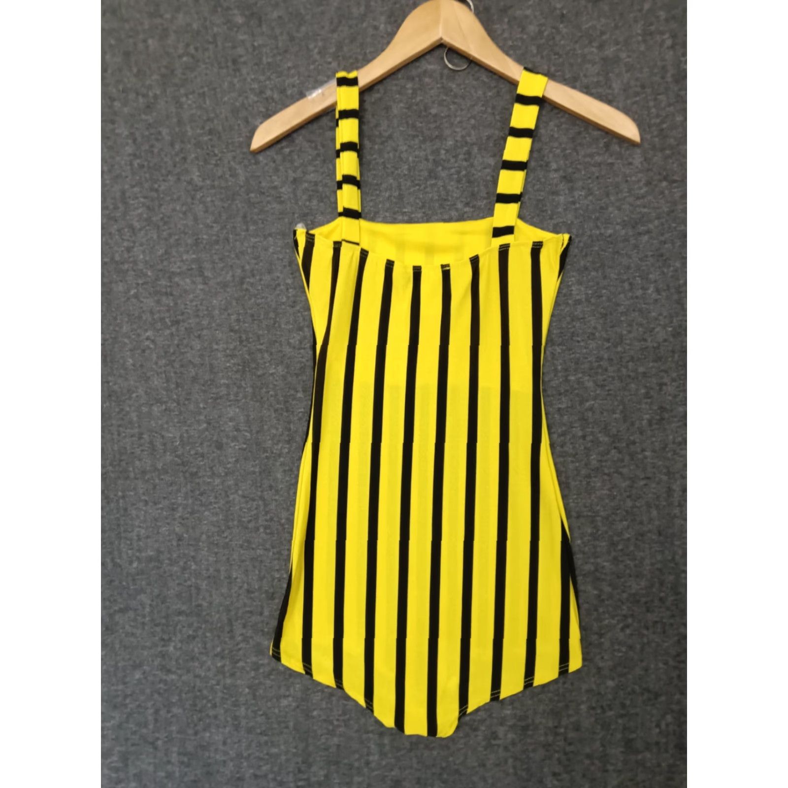 Vintage Codigo Women's One Piece Swimsuit Street Striped Black Yellow S Size ONE SIZE - 2 Thumbnail