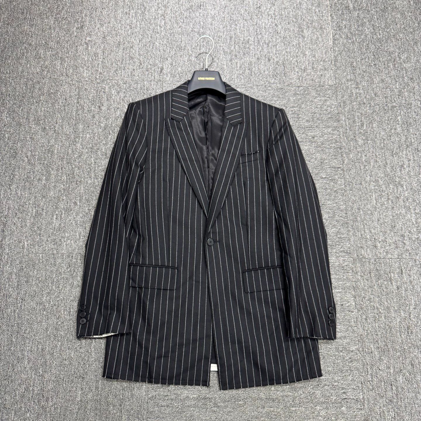 Givenchy Black Pinstriped Single-Breasted Blazer Size US M / EU 48-50 / 2 - 1 Thumbnail