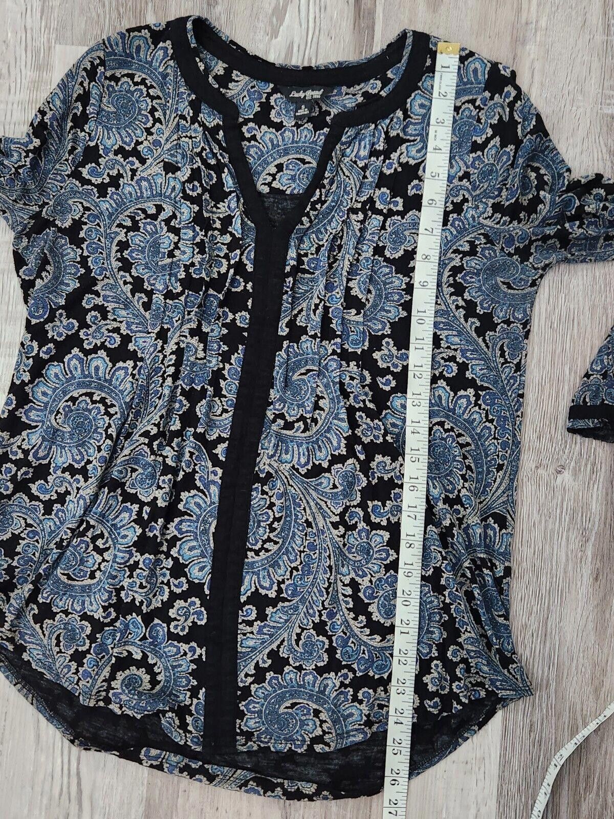 Lucky Brand Lucky Brand Top V Neck Small Blue Black Paisley V Neck Size S / US 4 / IT 40 - 6 Thumbnail