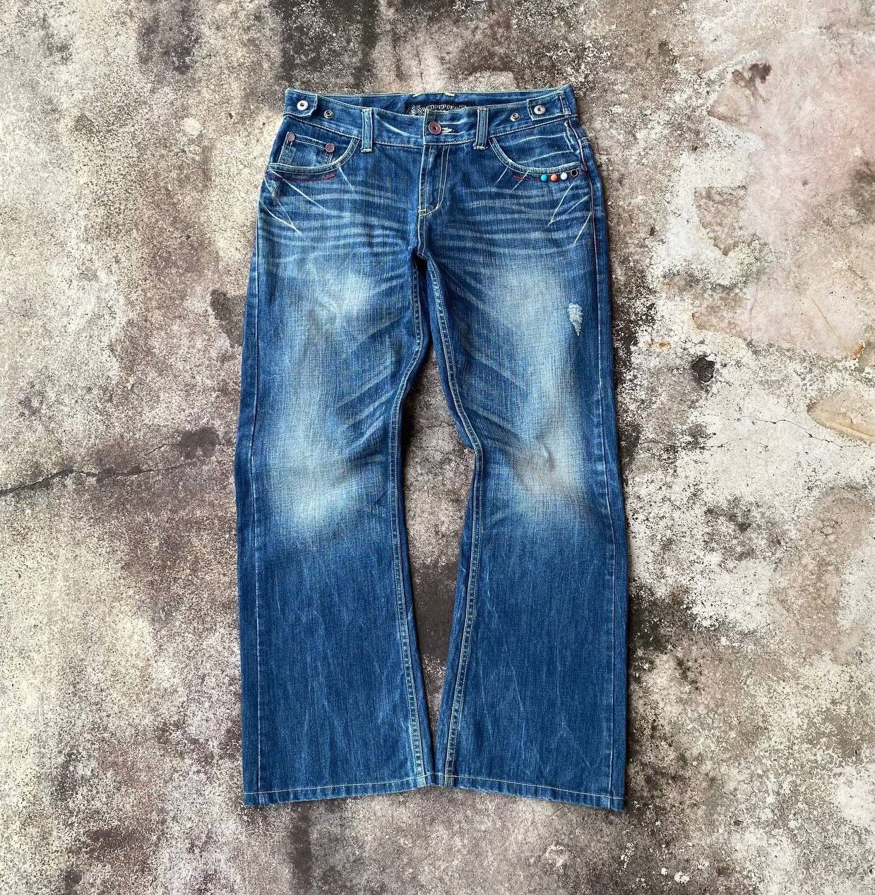 Japanese Brand × Le Grande Bleu (L.G.B.) × Tornado Mart A BEAUTIFUL FLARE DENIM RED PEPPER GOLD LABEL EAGLE WING Size US 31 - 10 Thumbnail