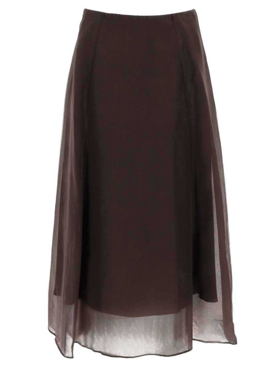 Brunello Cucinelli BRUNELLO CUCINELLI "CIRCLE" MIDI SKIRT - BROWN (IT 42) Size 42" / US 20 - 1 Thumbnail