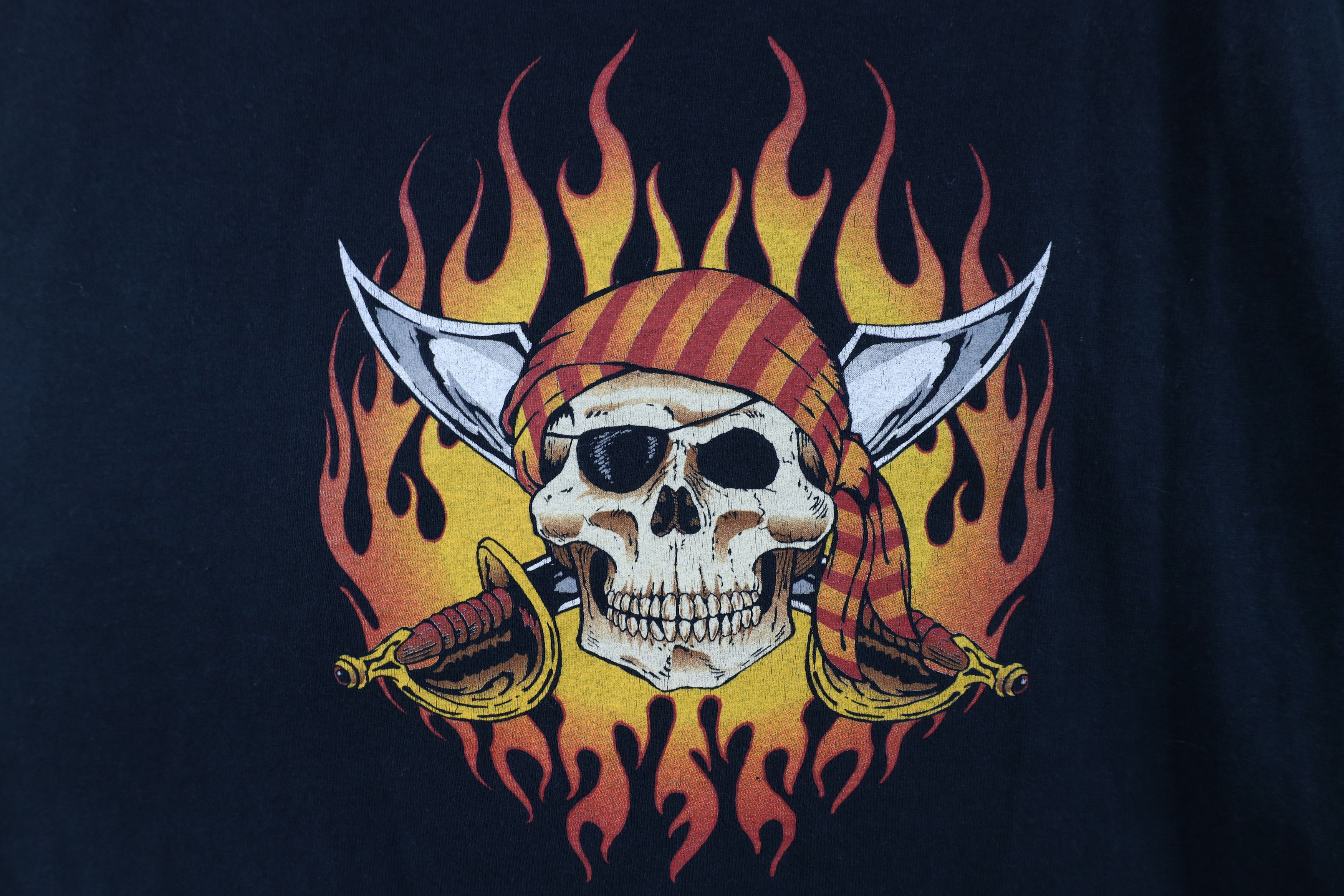 Vintage Vintage 90s Y2K Streetwear Skull Fire Flames T-Shirt Black Size US XL / EU 56 / 4 - 4 Thumbnail