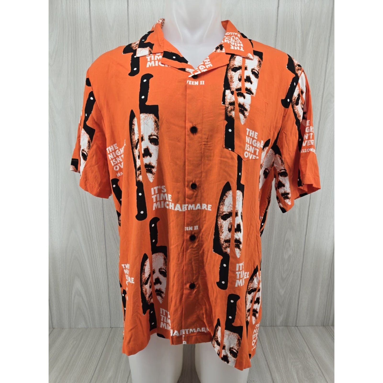 Vintage Halloween 2 Michael Myers Mens Button Up Shirt XL All Over Print Size US XL / EU 56 / 4 - 2 Thumbnail