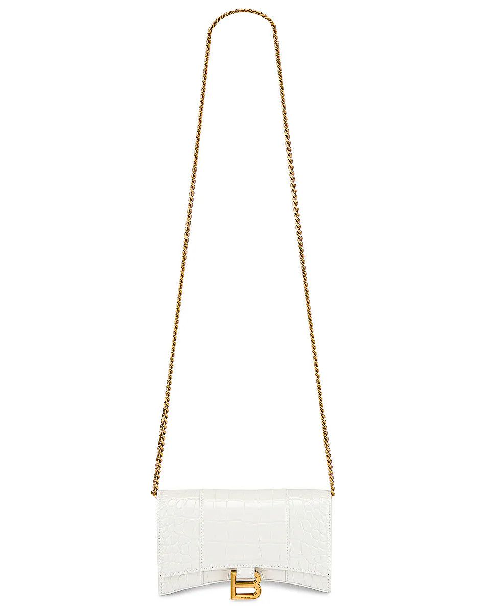 Balenciaga o1srvl11e0426 Size: OS/ Hourglass Wallet on Chain Bag White Size ONE SIZE - 2 Thumbnail
